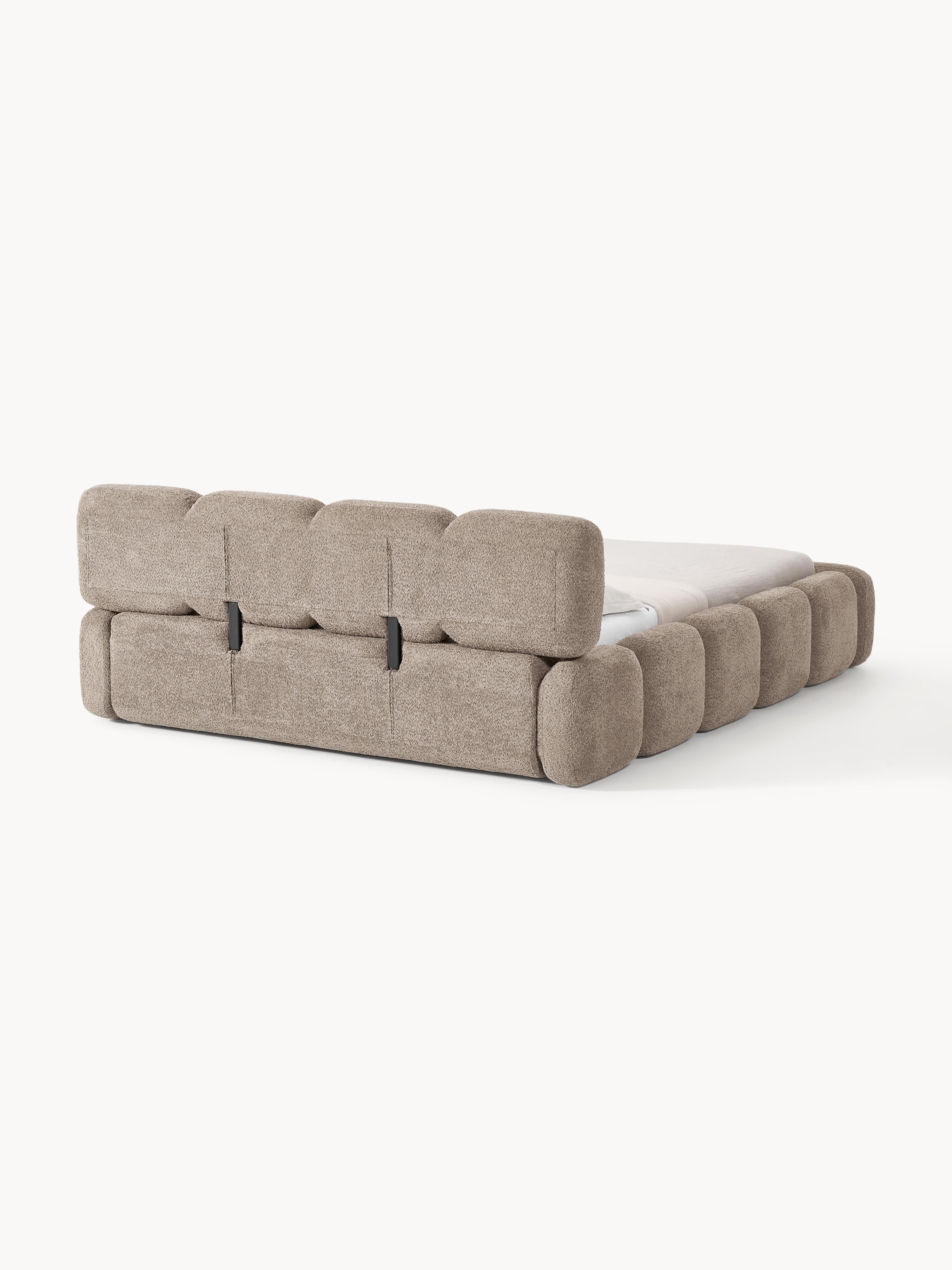Polsterbett Tayla aus Teddy-Bouclé mit Stauraum