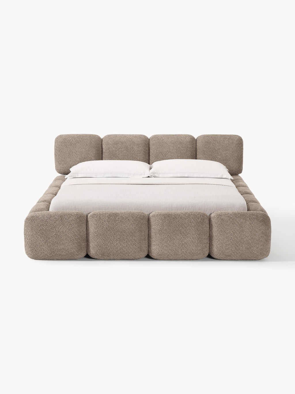 Polsterbett Tayla aus Teddy-Bouclé mit Stauraum
