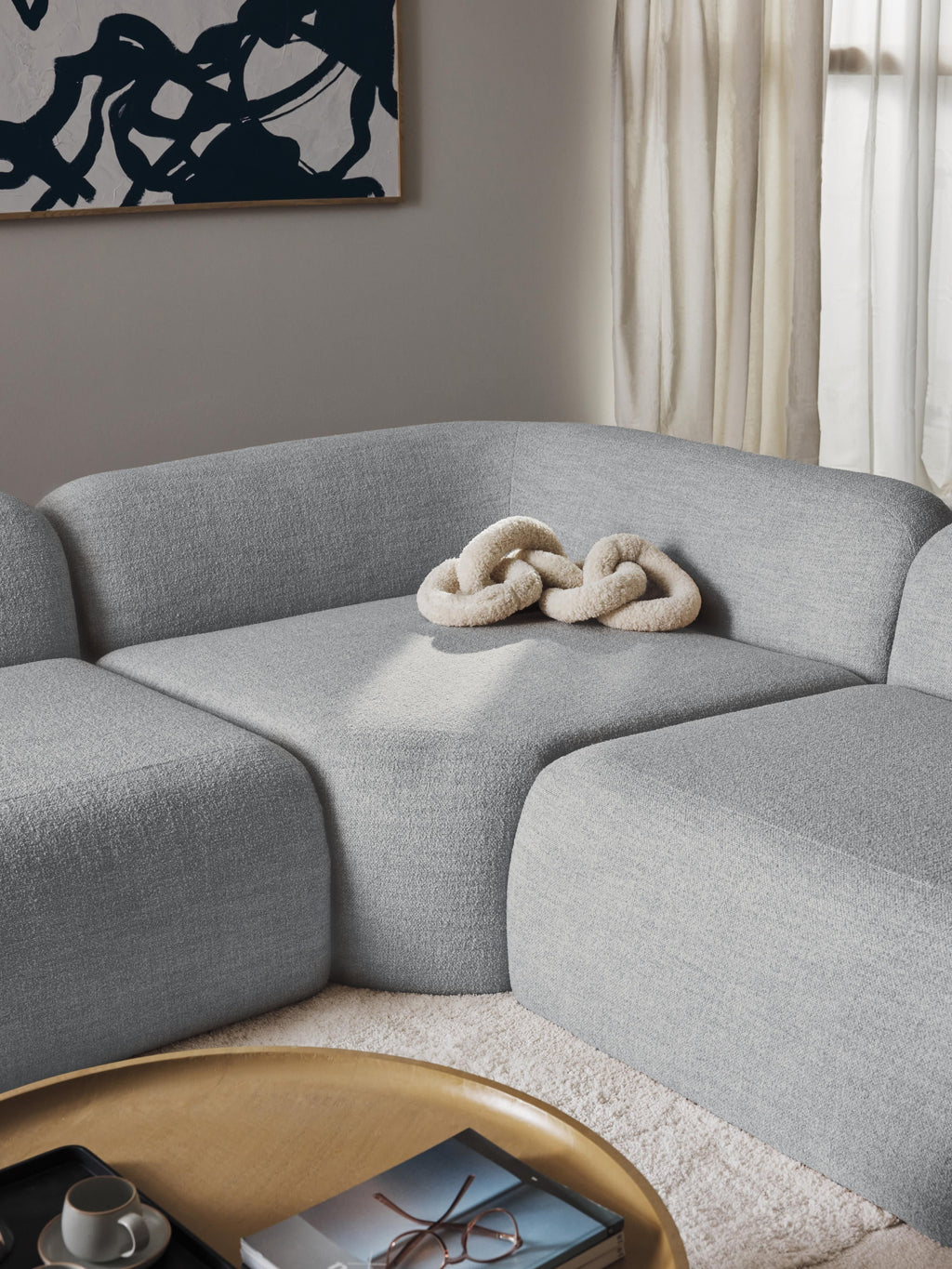 Rundes Bouclé-Eckmodul Wolke