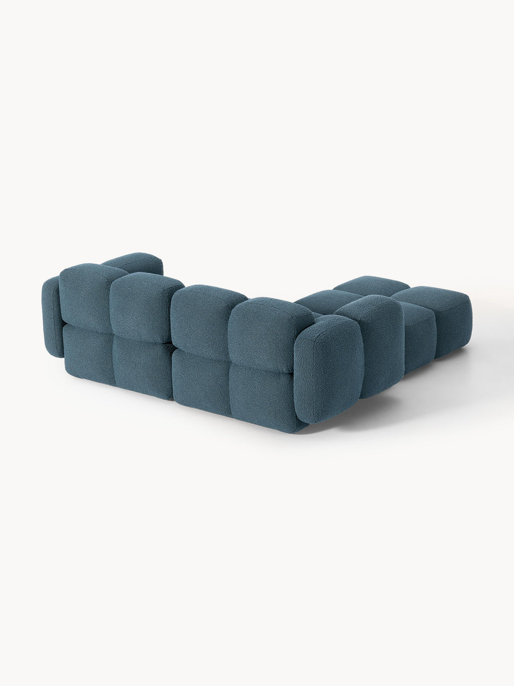 Modulares Sofa Tayla (3-Sitzer) aus Bouclé mit Hocker (links/rechts)