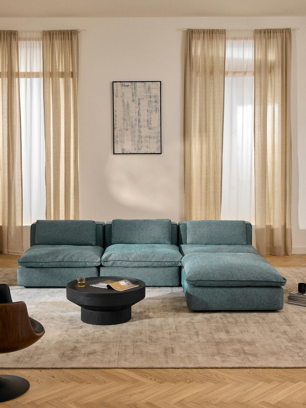 Modulares Sofa Felix mit Hocker (links/rechts)