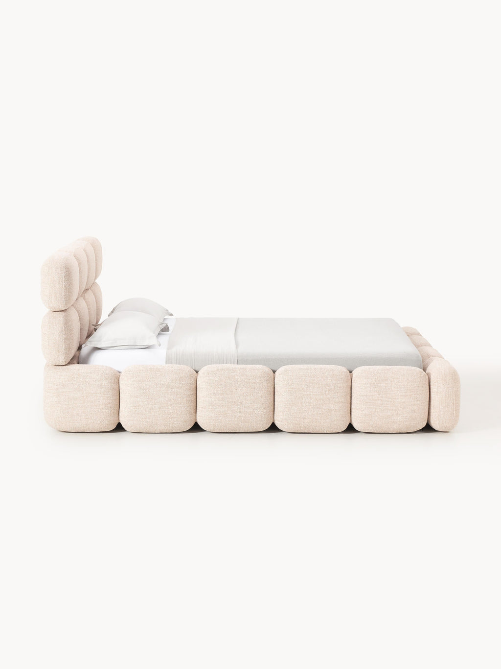 Polsterbett Tayla aus Bouclé mit Stauraum