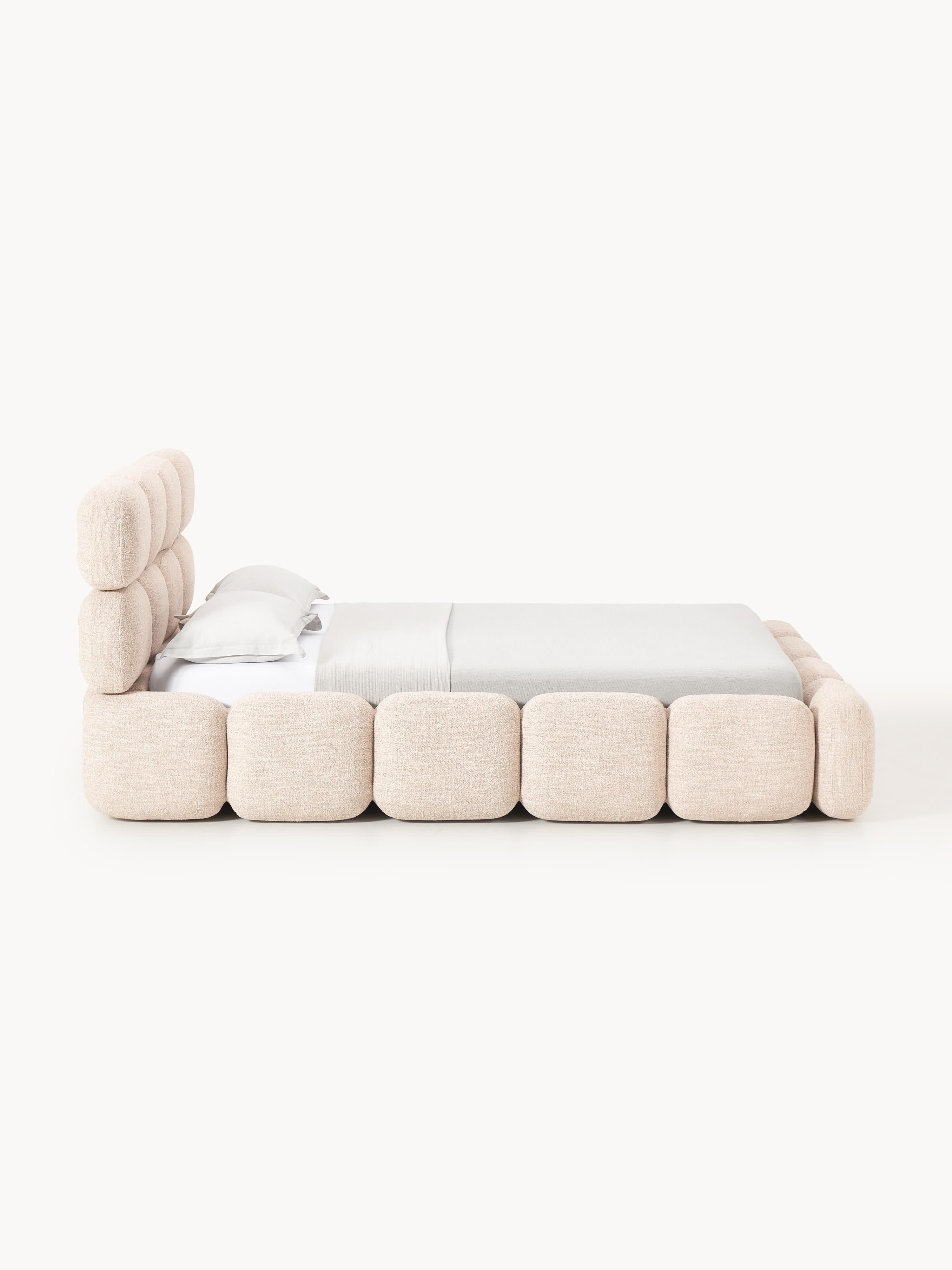 Polsterbett Tayla aus Bouclé mit Stauraum
