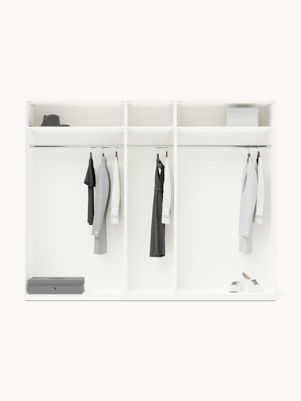 Modularer Drehtürenschrank Charlotte, 250 cm Breite, in verschiedenen Größen