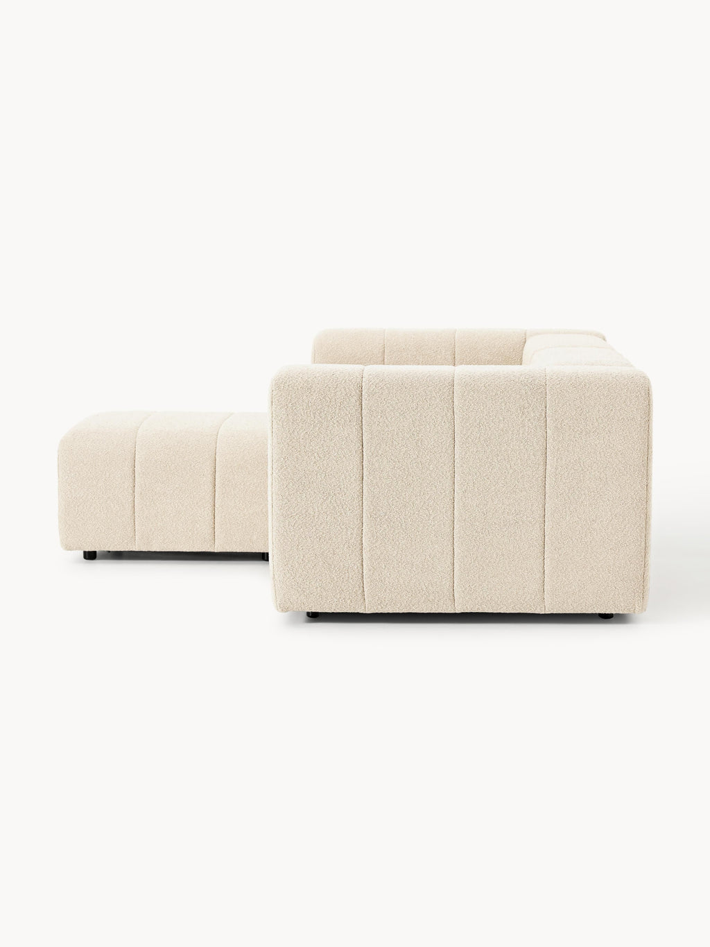 Modulares Bouclé-Sofa Lena (3-Sitzer) mit Hocker (links/rechts)