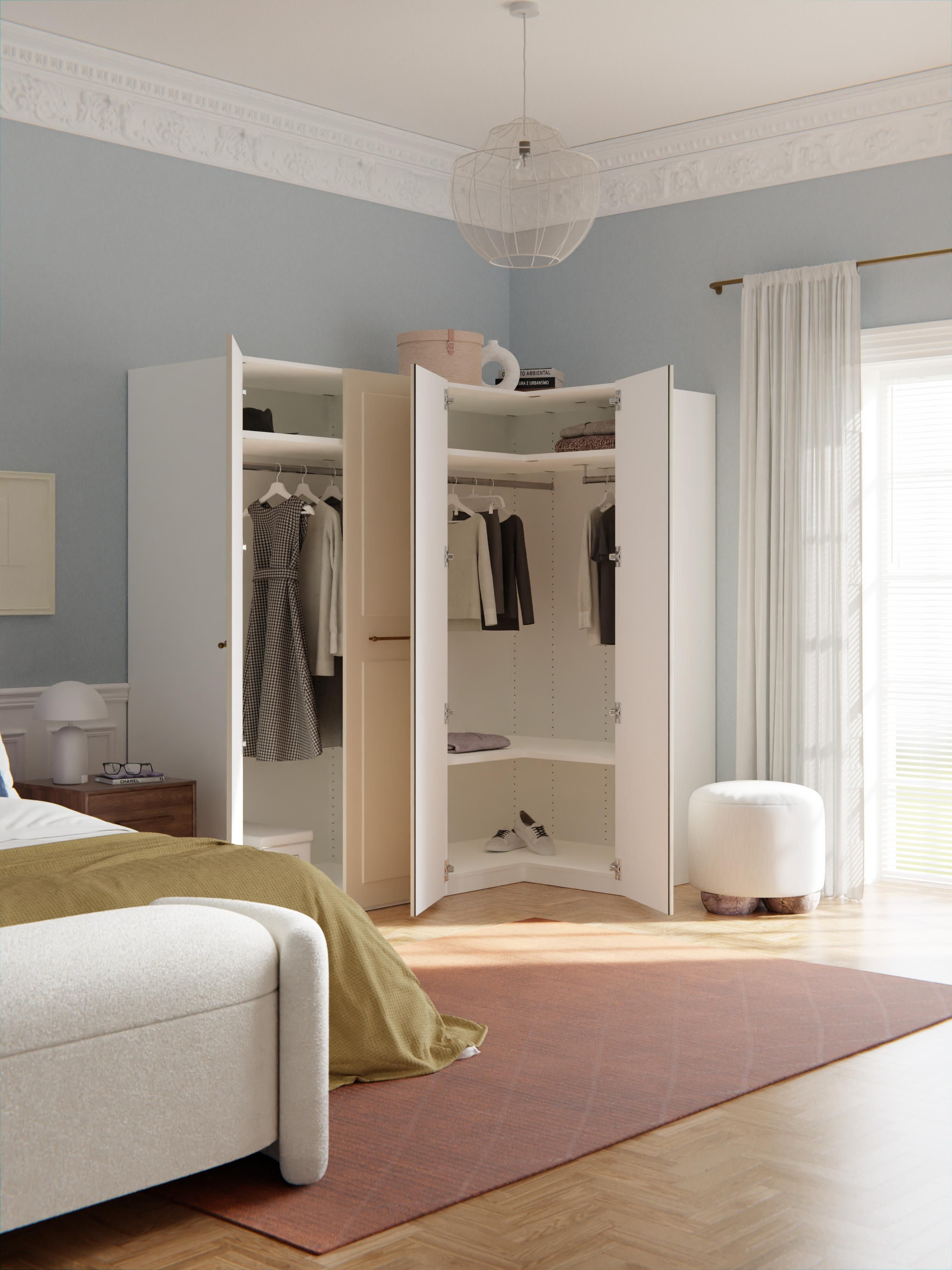 Modularer Eck-Kleiderschrank Charlotte, 215 cm Breite, in verschiedenen Größen