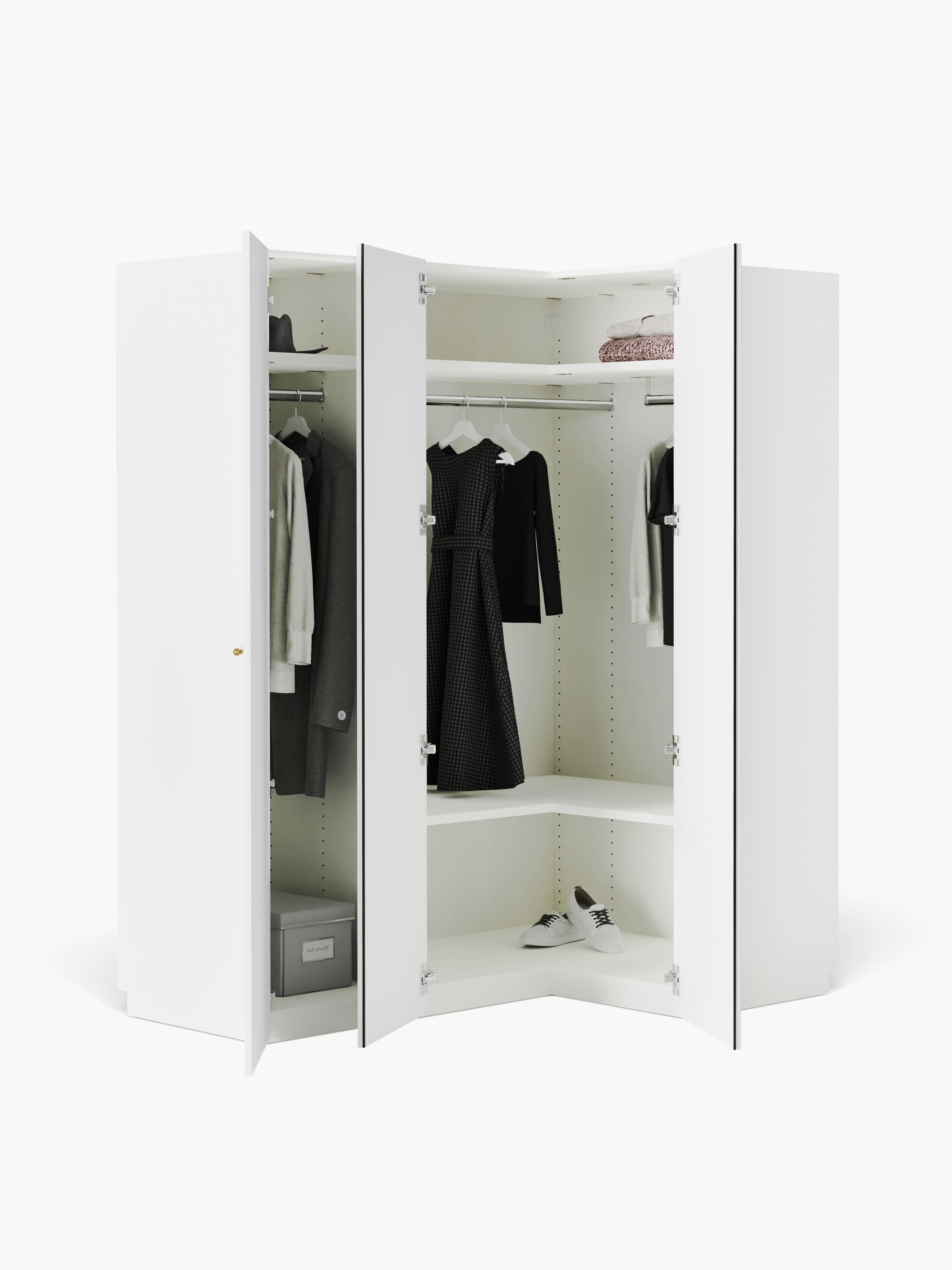 Modularer Eck-Kleiderschrank Charlotte, 165 cm Breite, in verschiedenen Größen