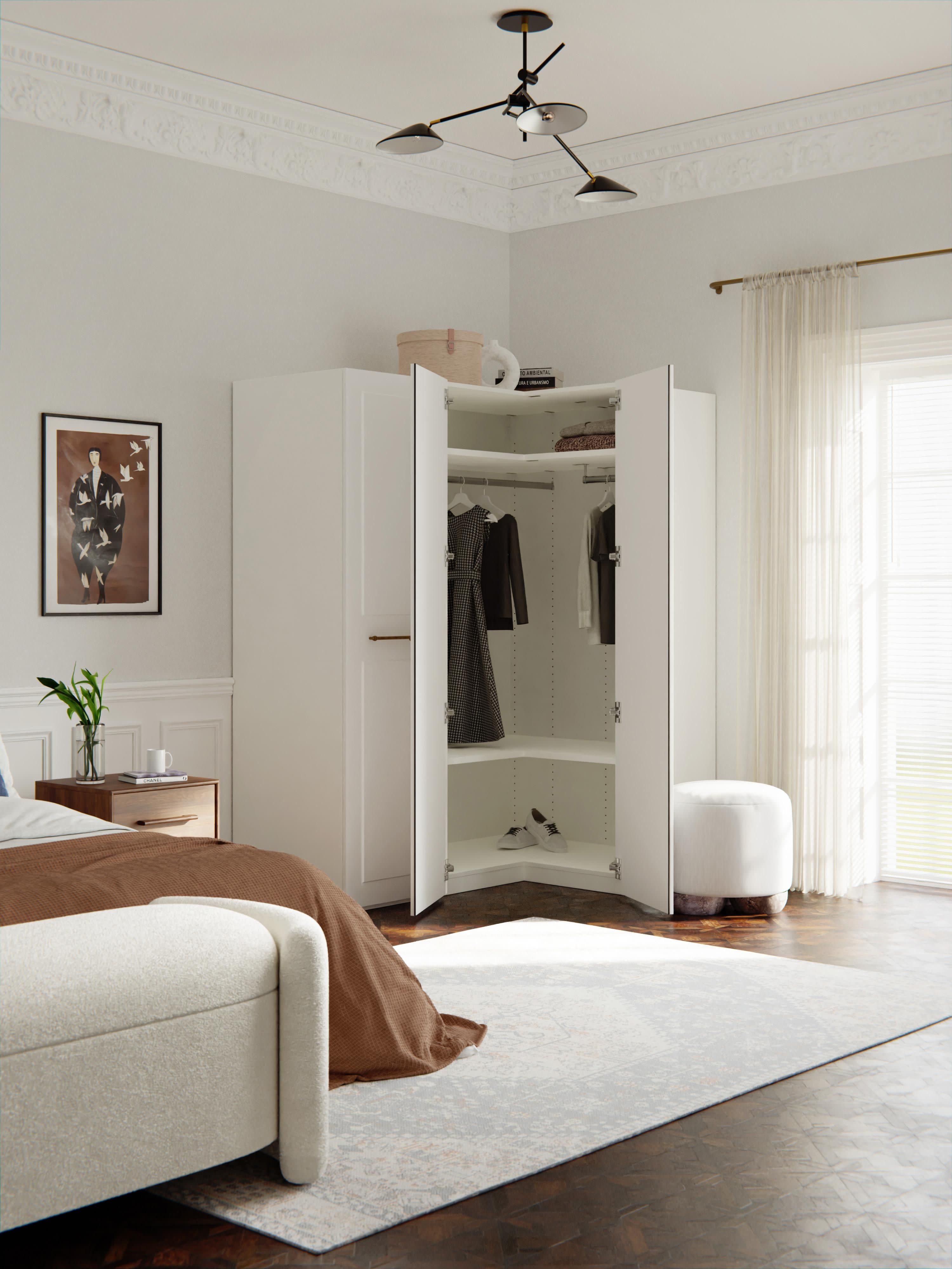 Modularer Eck-Kleiderschrank Charlotte, 165 cm Breite, in verschiedenen Größen