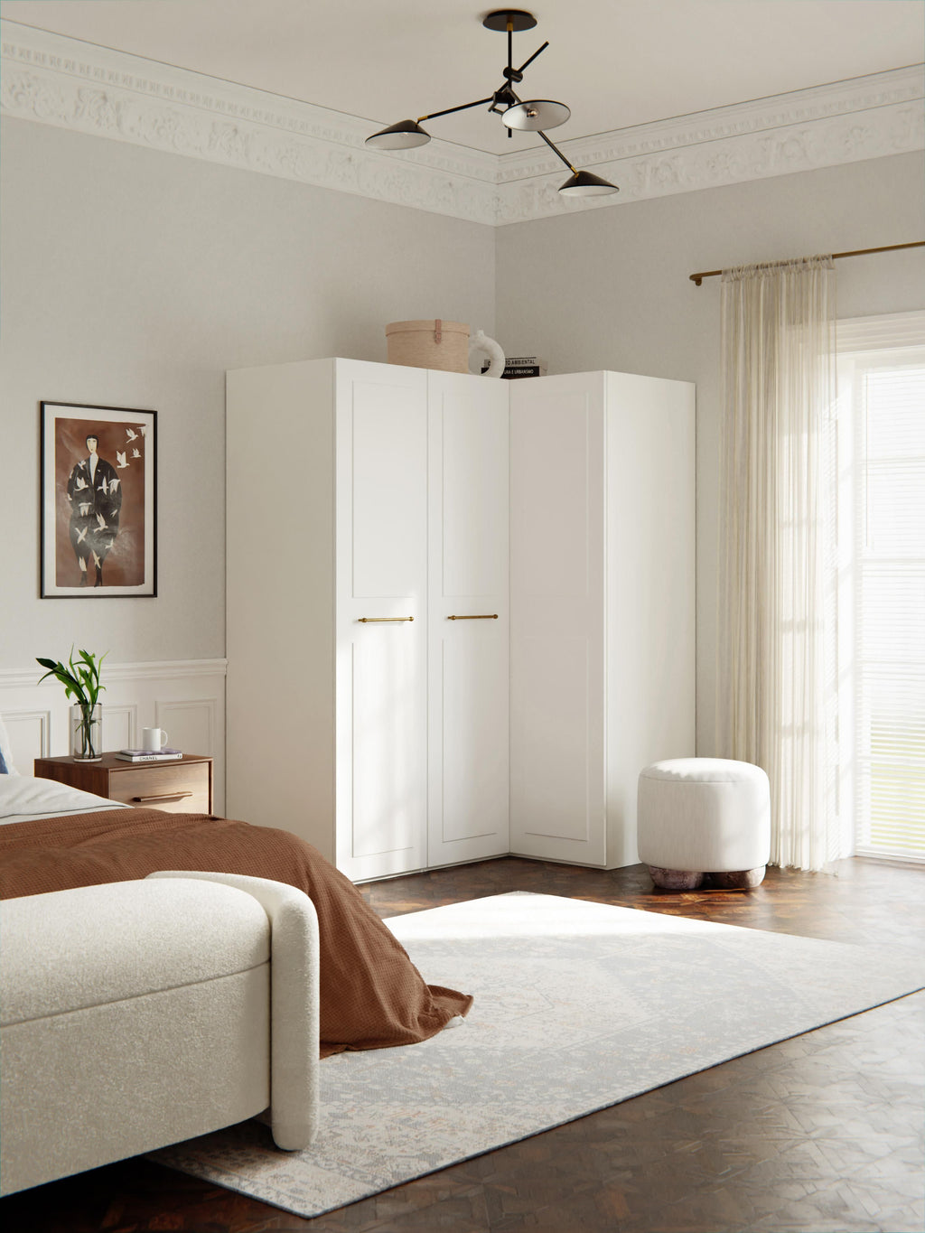 Modularer Eck-Kleiderschrank Charlotte, 165 cm Breite, in verschiedenen Größen