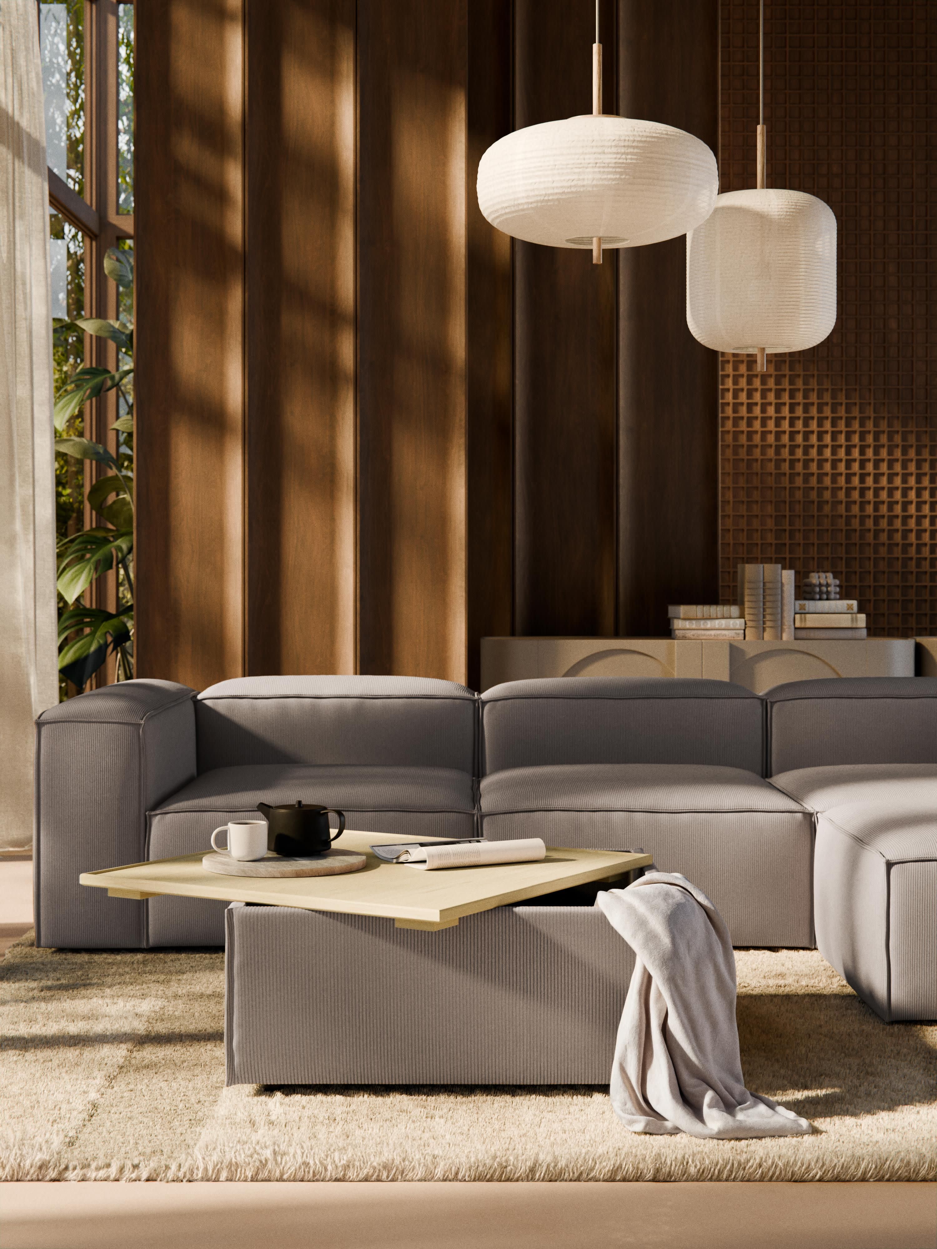 Sofa-Hocker Lennon aus Cord mit Stauraum