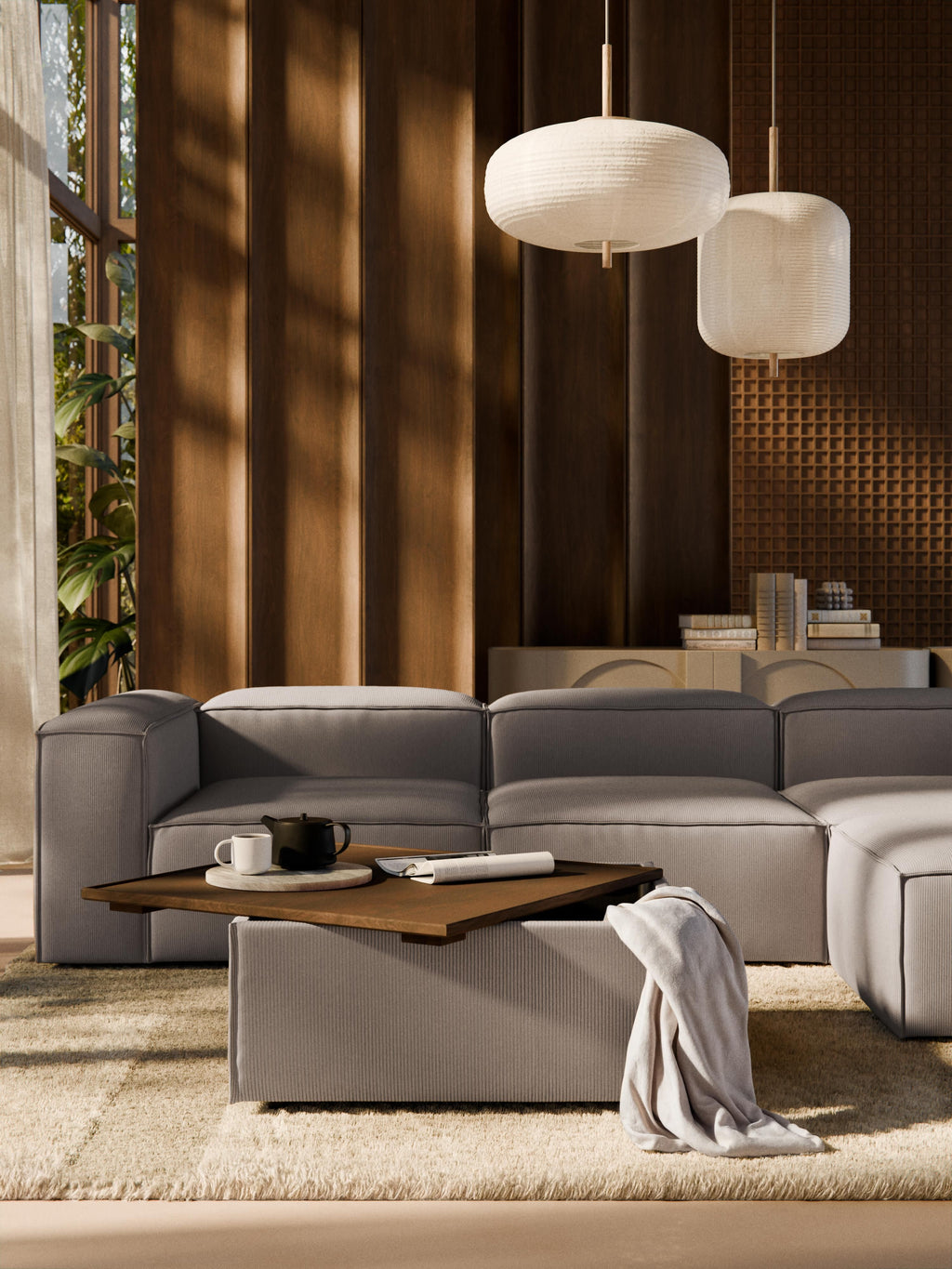 Sofa-Hocker Lennon aus Cord mit Stauraum