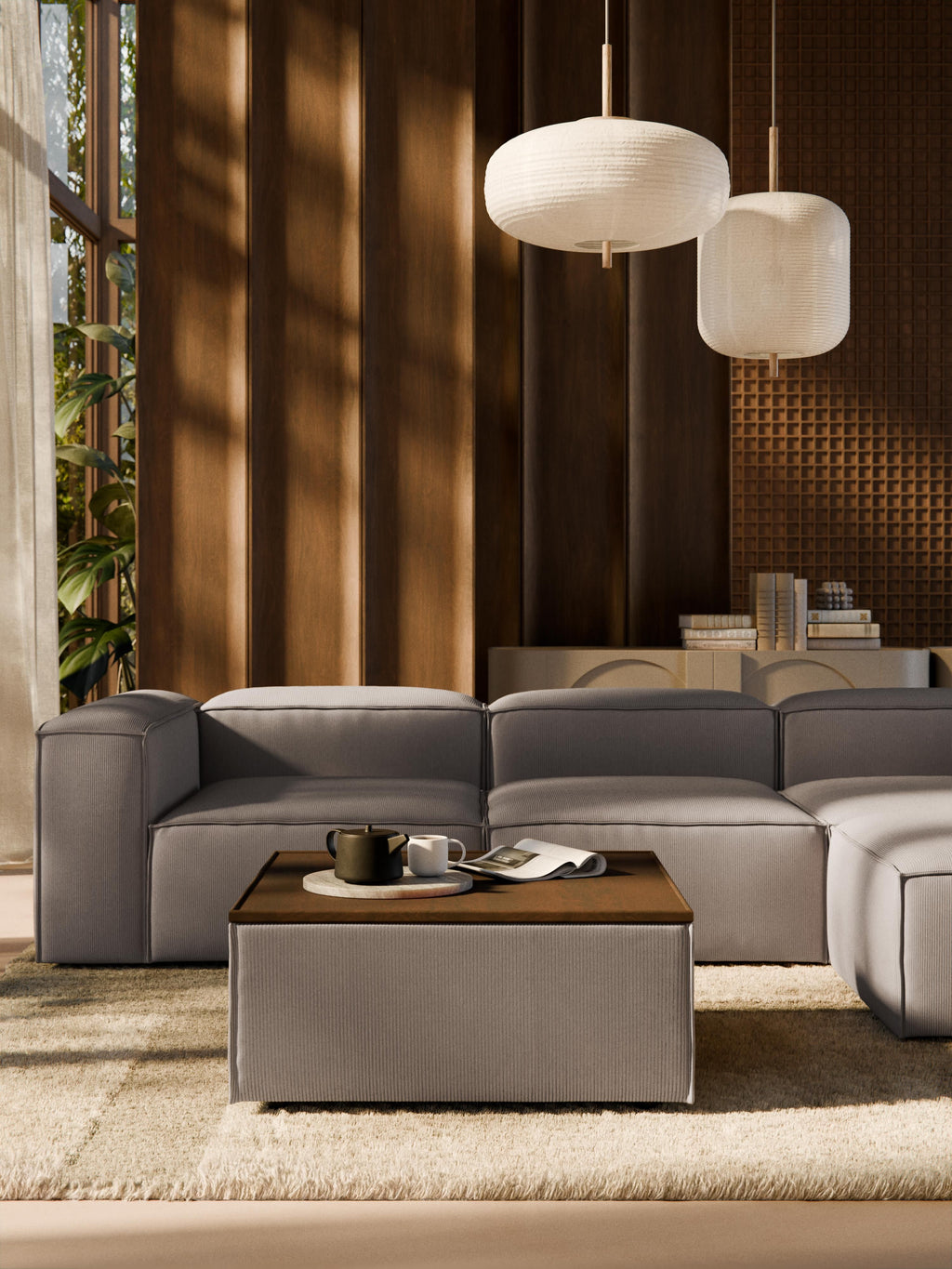 Sofa-Hocker Lennon aus Cord mit Stauraum