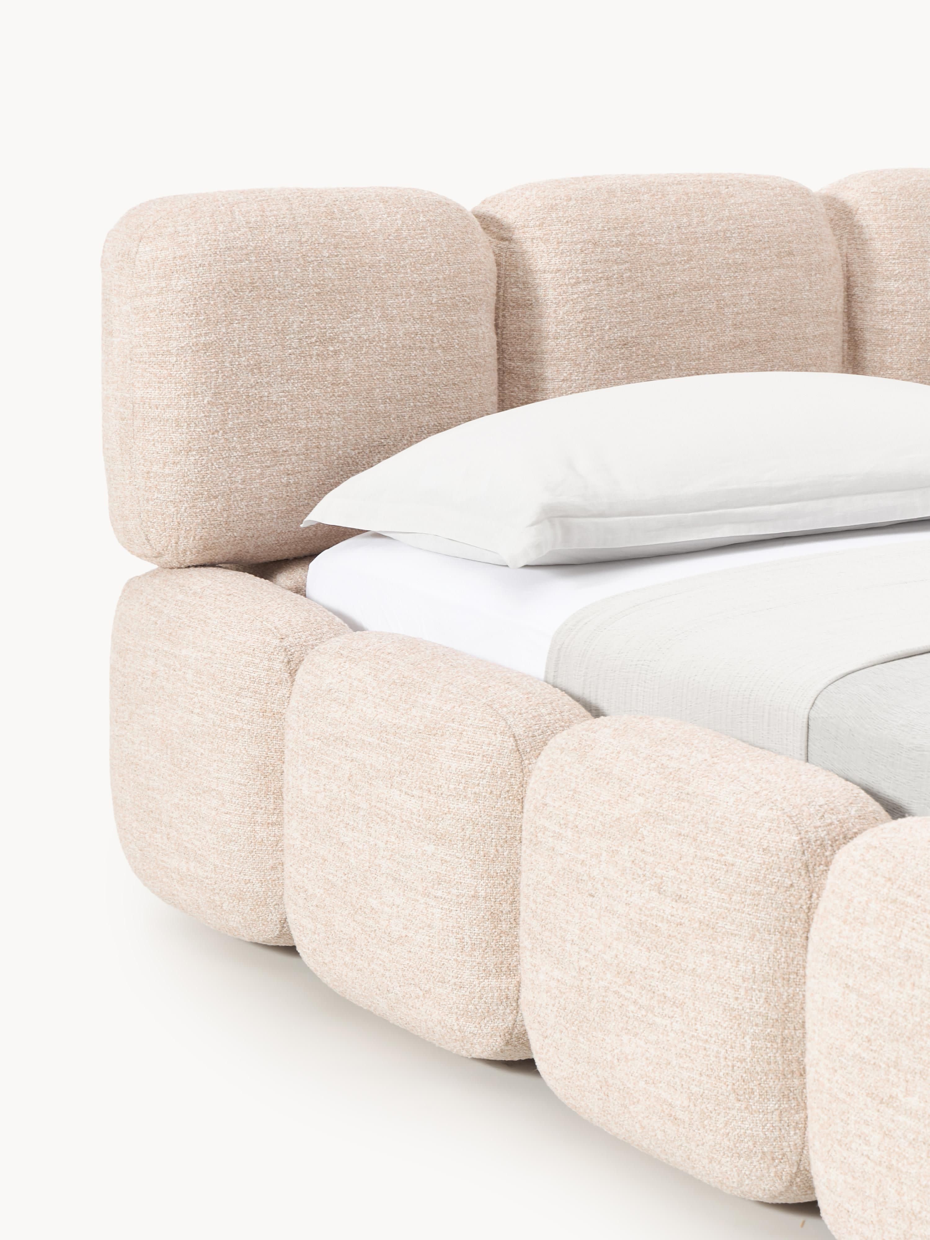 Polsterbett Tayla aus Bouclé mit Stauraum