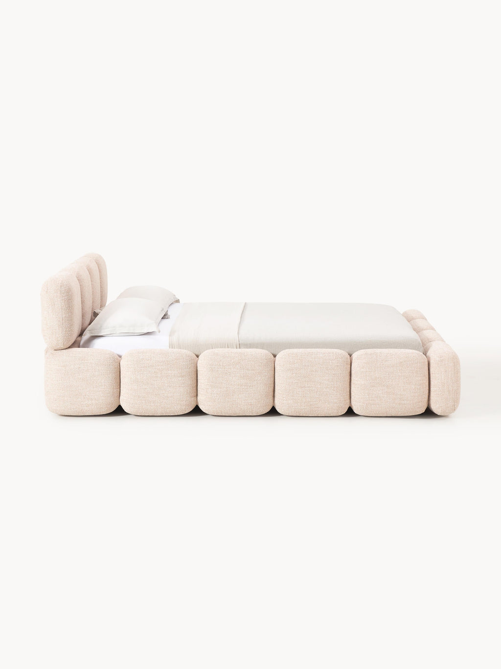 Polsterbett Tayla aus Bouclé mit Stauraum