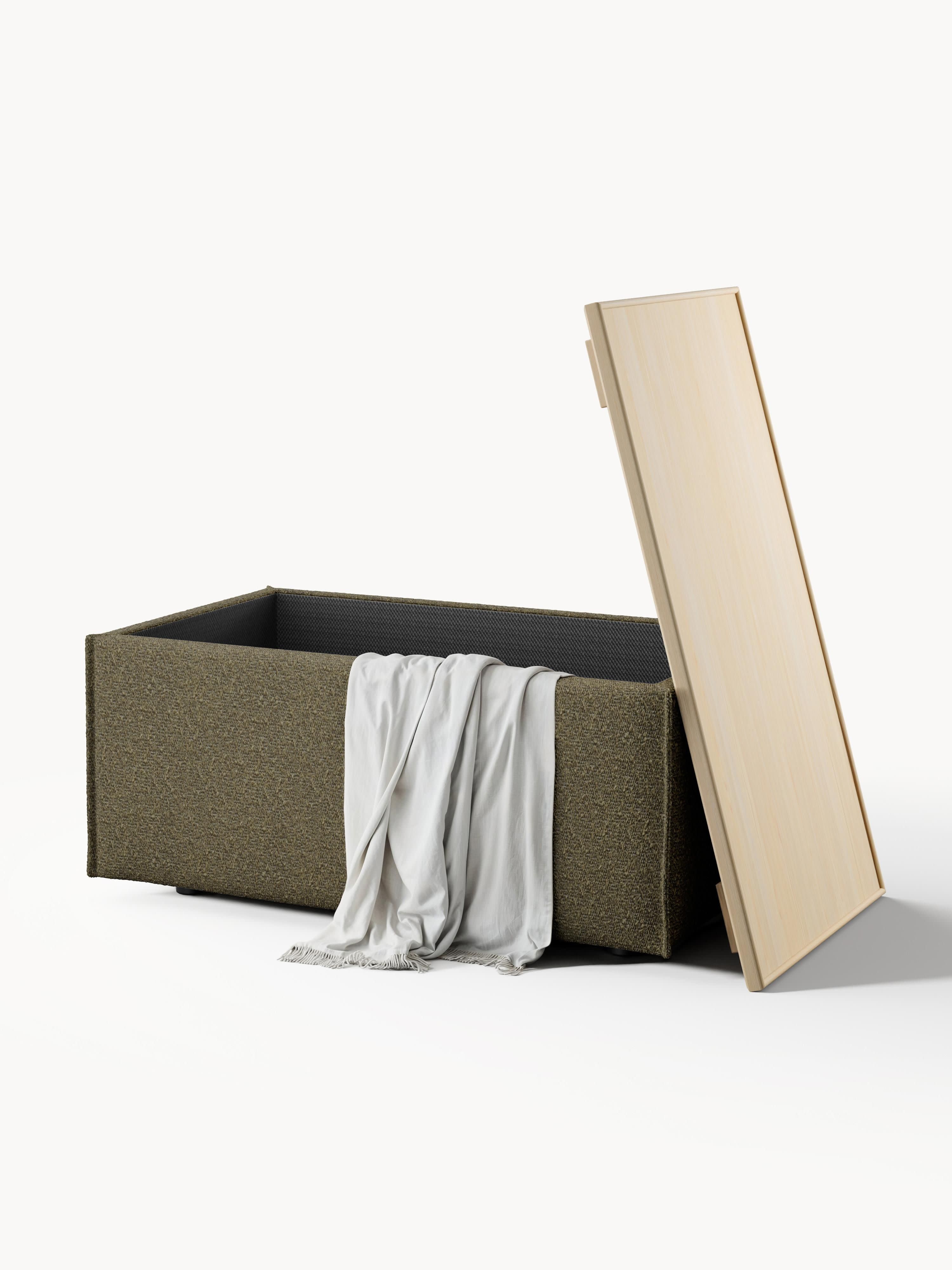 Sofa-Hocker Lennon aus Bouclé mit Stauraum