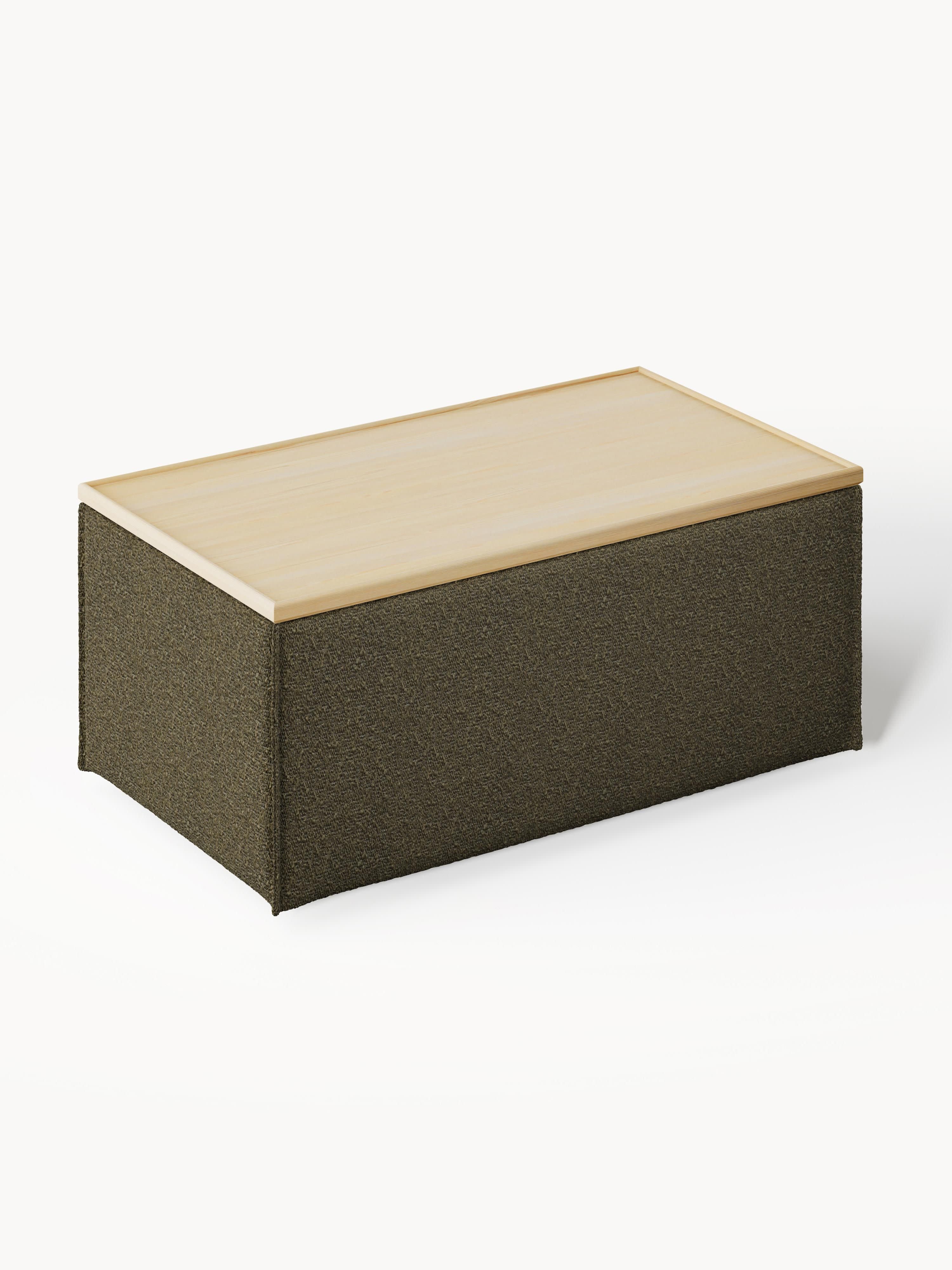 Sofa-Hocker Lennon aus Bouclé mit Stauraum