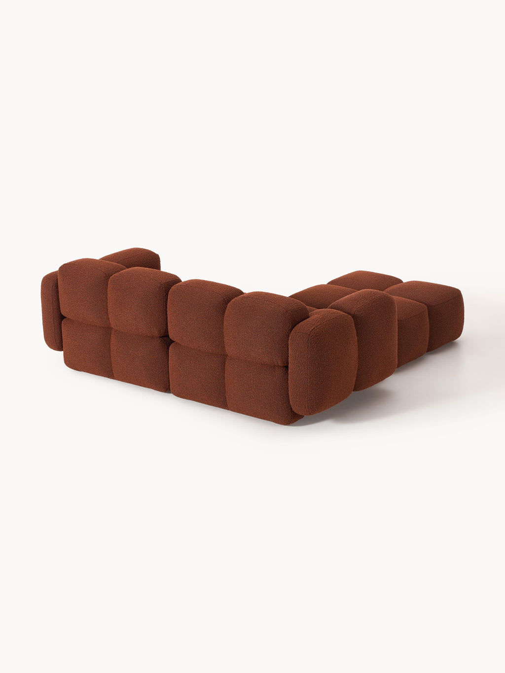 Modulares Sofa Tayla (3-Sitzer) aus Bouclé mit Hocker (links/rechts)
