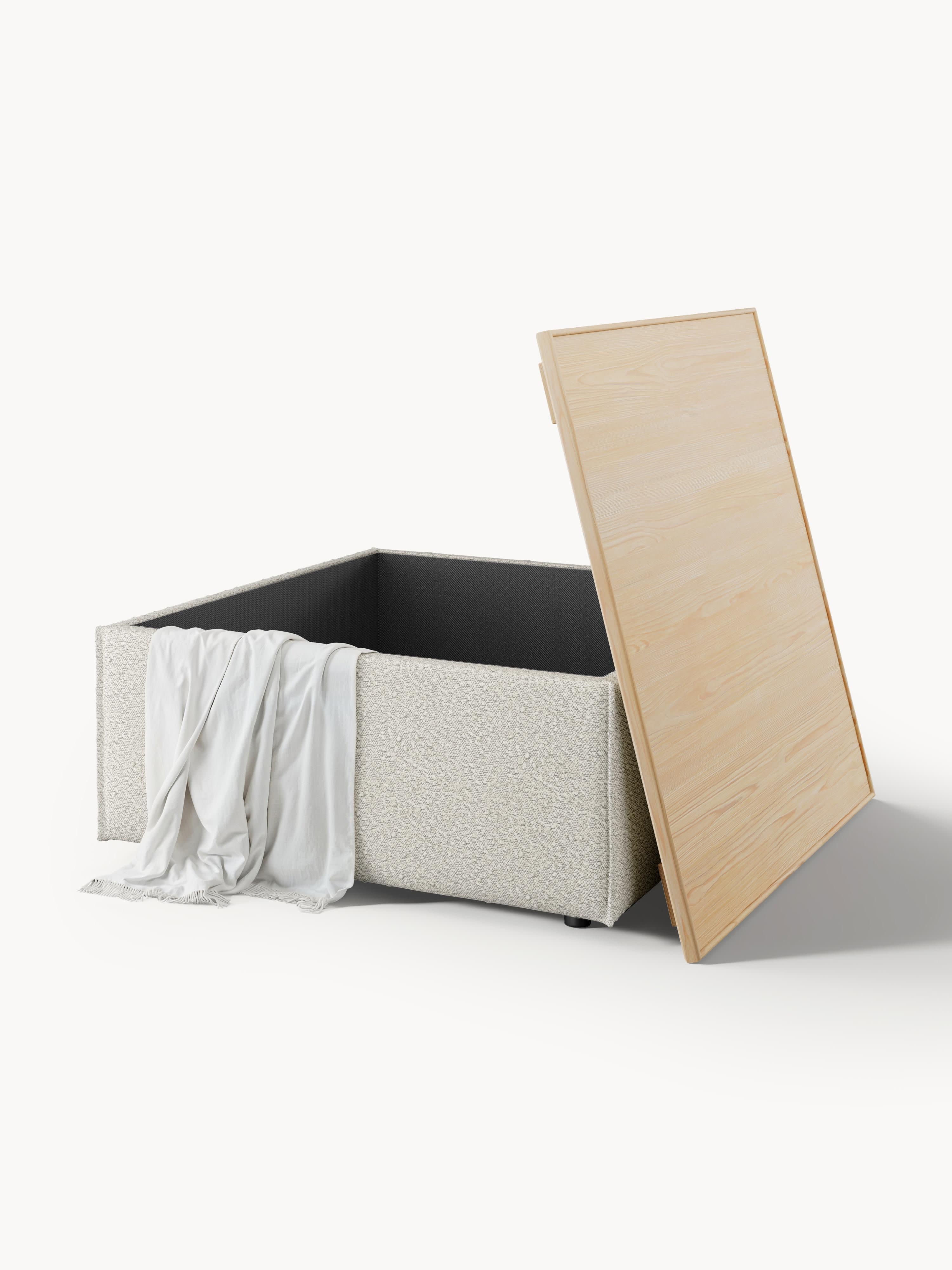 Sofa-Hocker Lennon aus Bouclé mit Stauraum