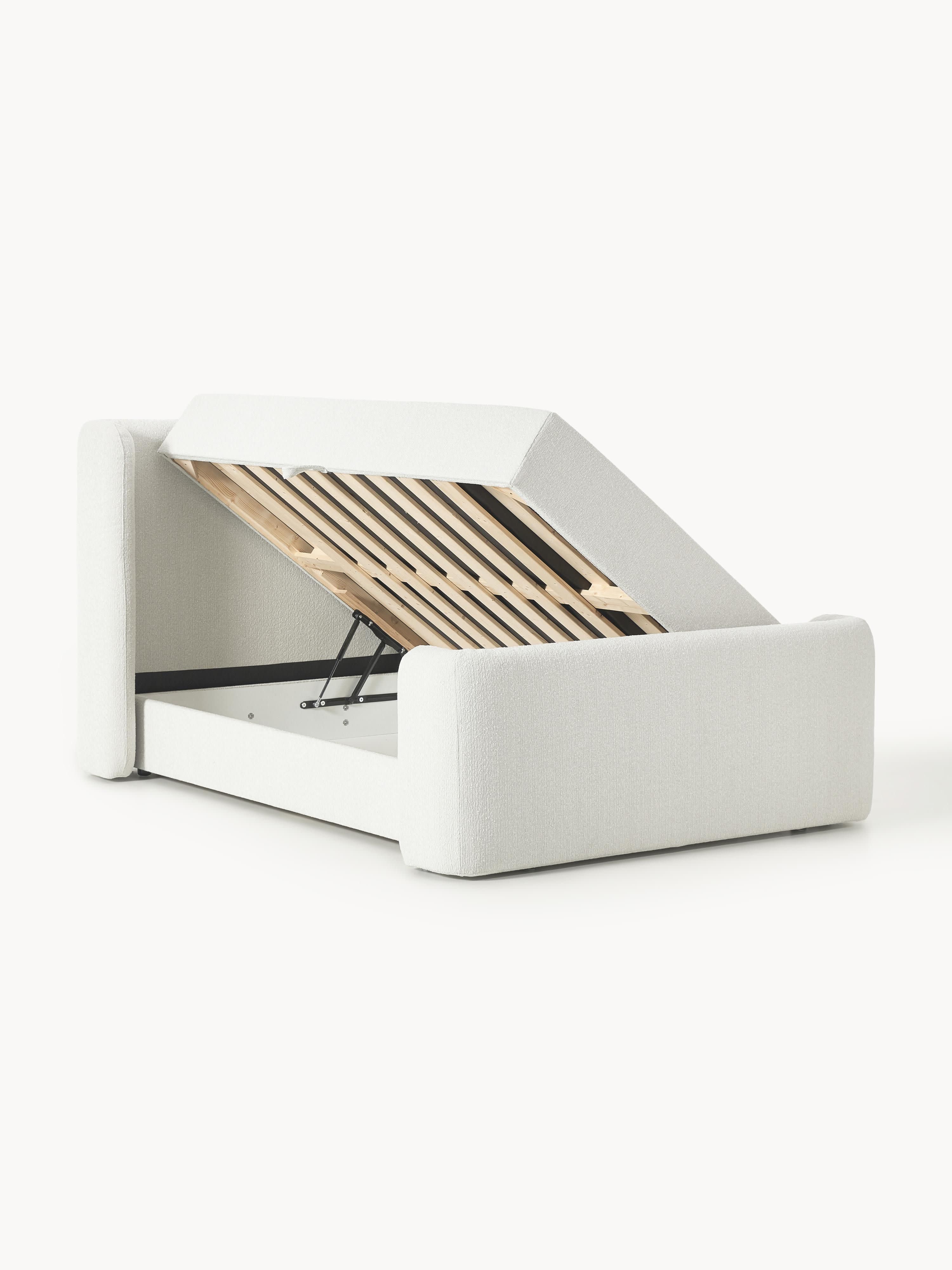 Bouclé-Boxspringbett Perla mit Stauraum