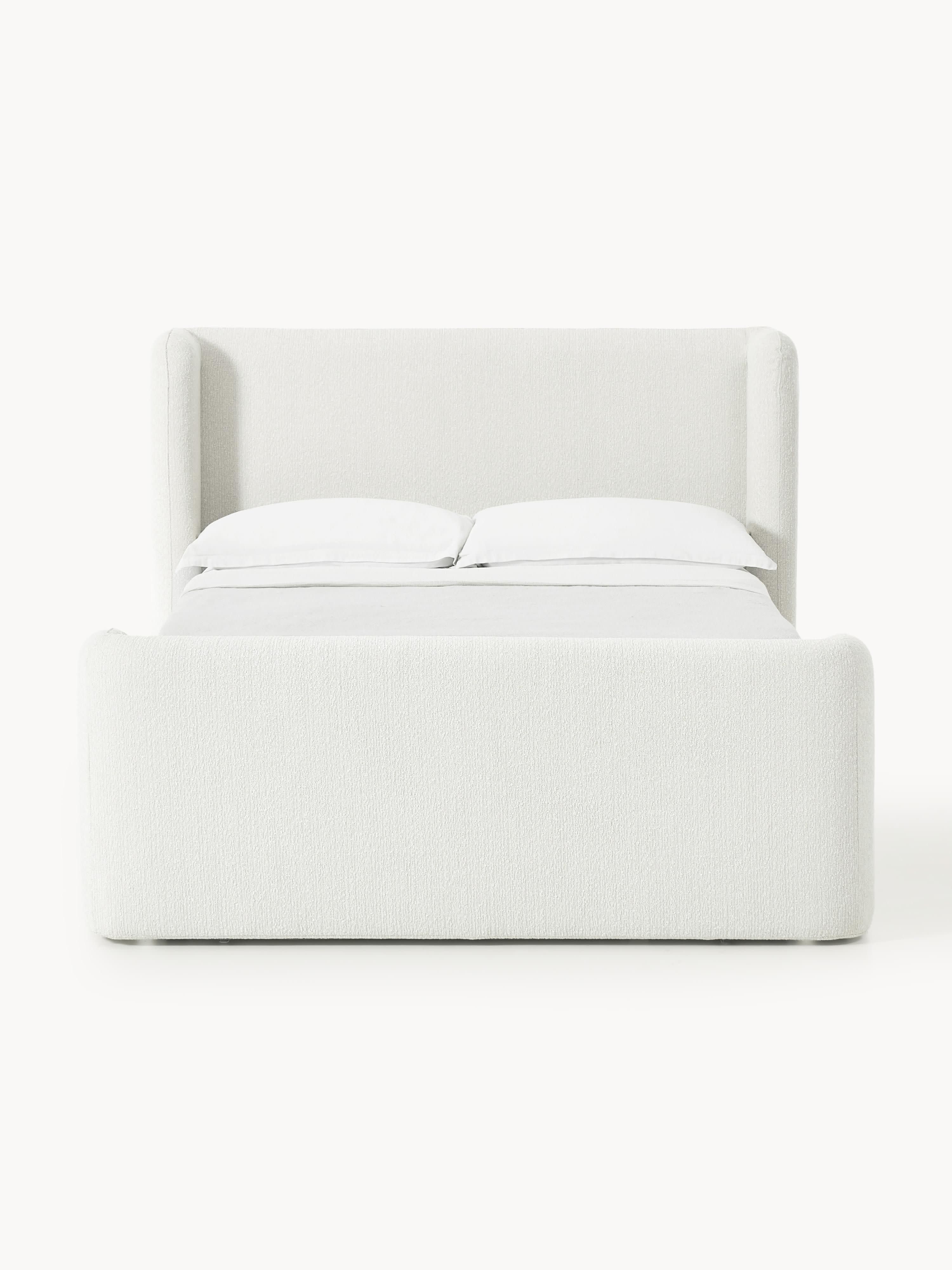 Bouclé-Boxspringbett Perla mit Stauraum