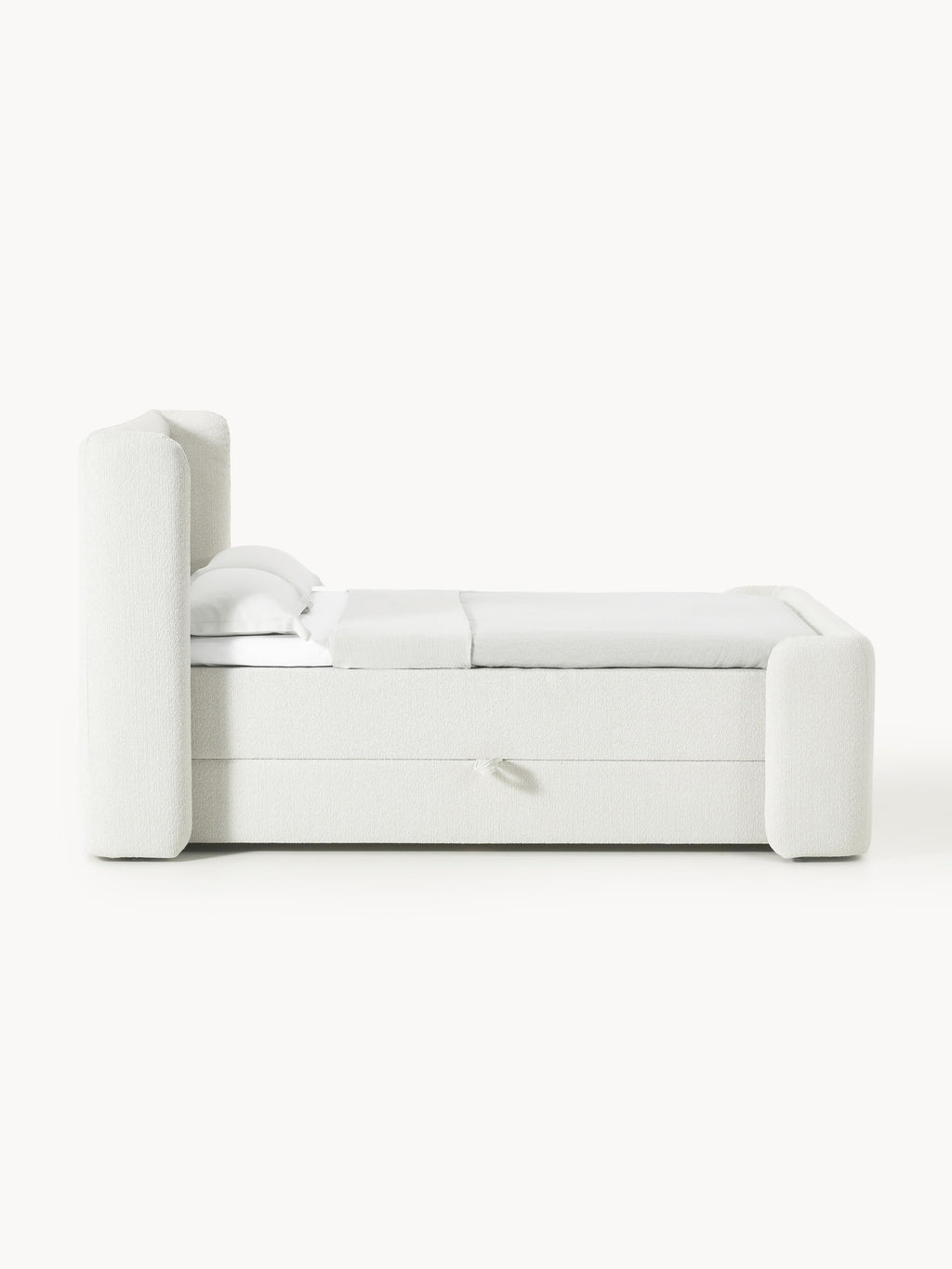 Bouclé-Boxspringbett Perla mit Stauraum