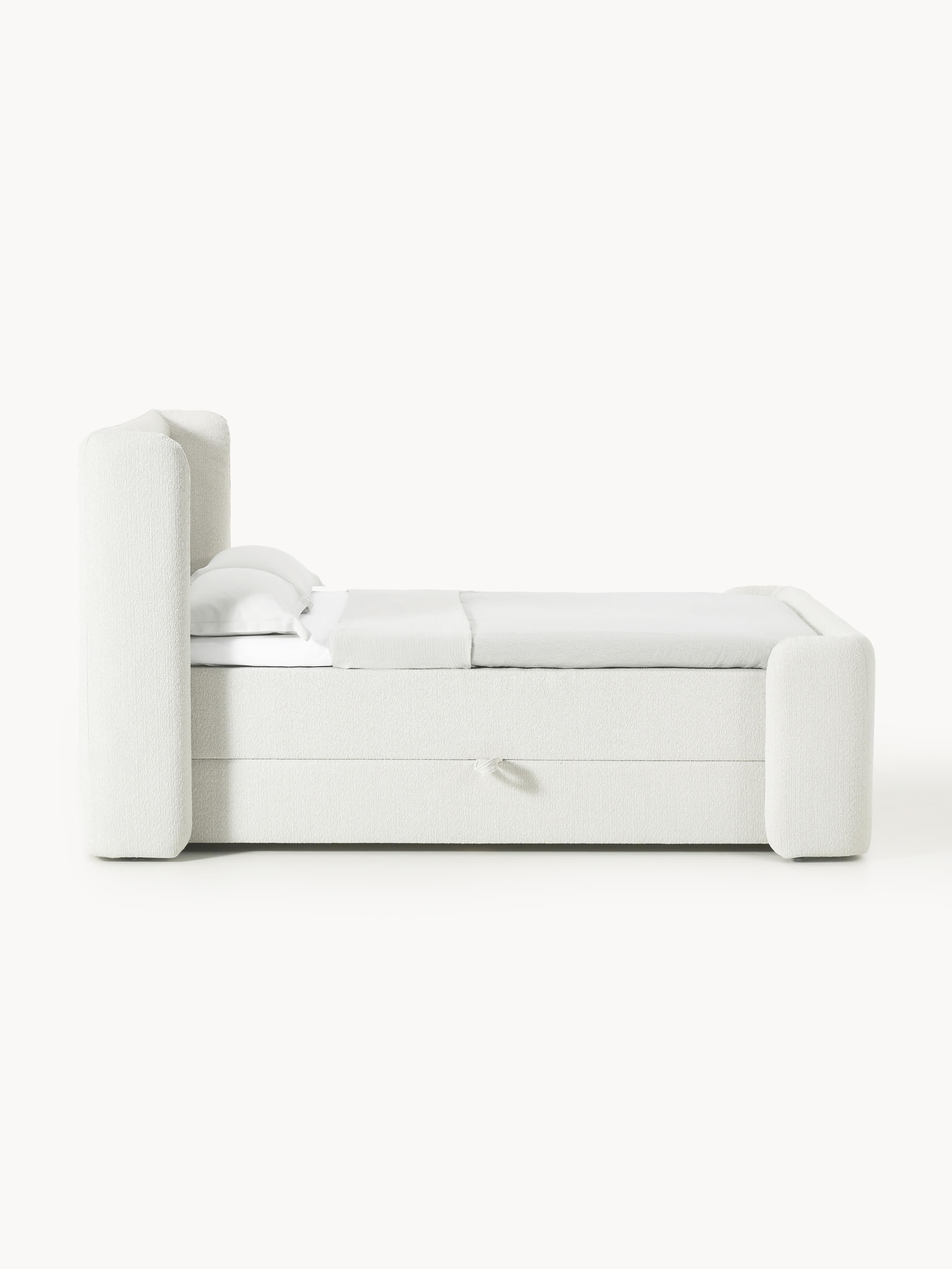 Bouclé-Boxspringbett Perla mit Stauraum