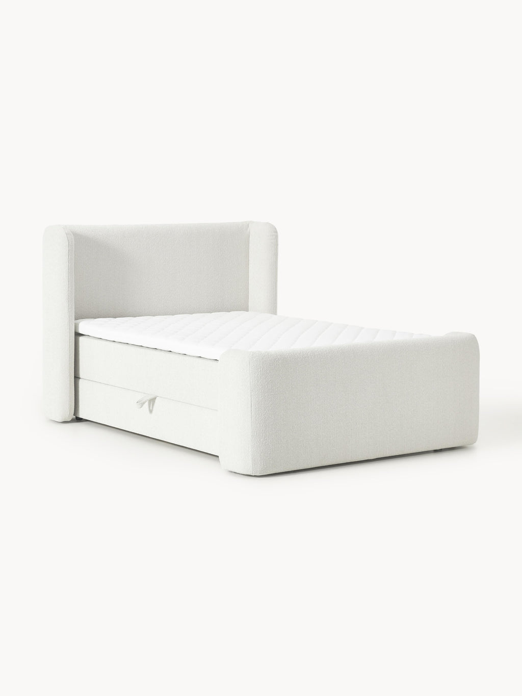 Bouclé-Boxspringbett Perla mit Stauraum
