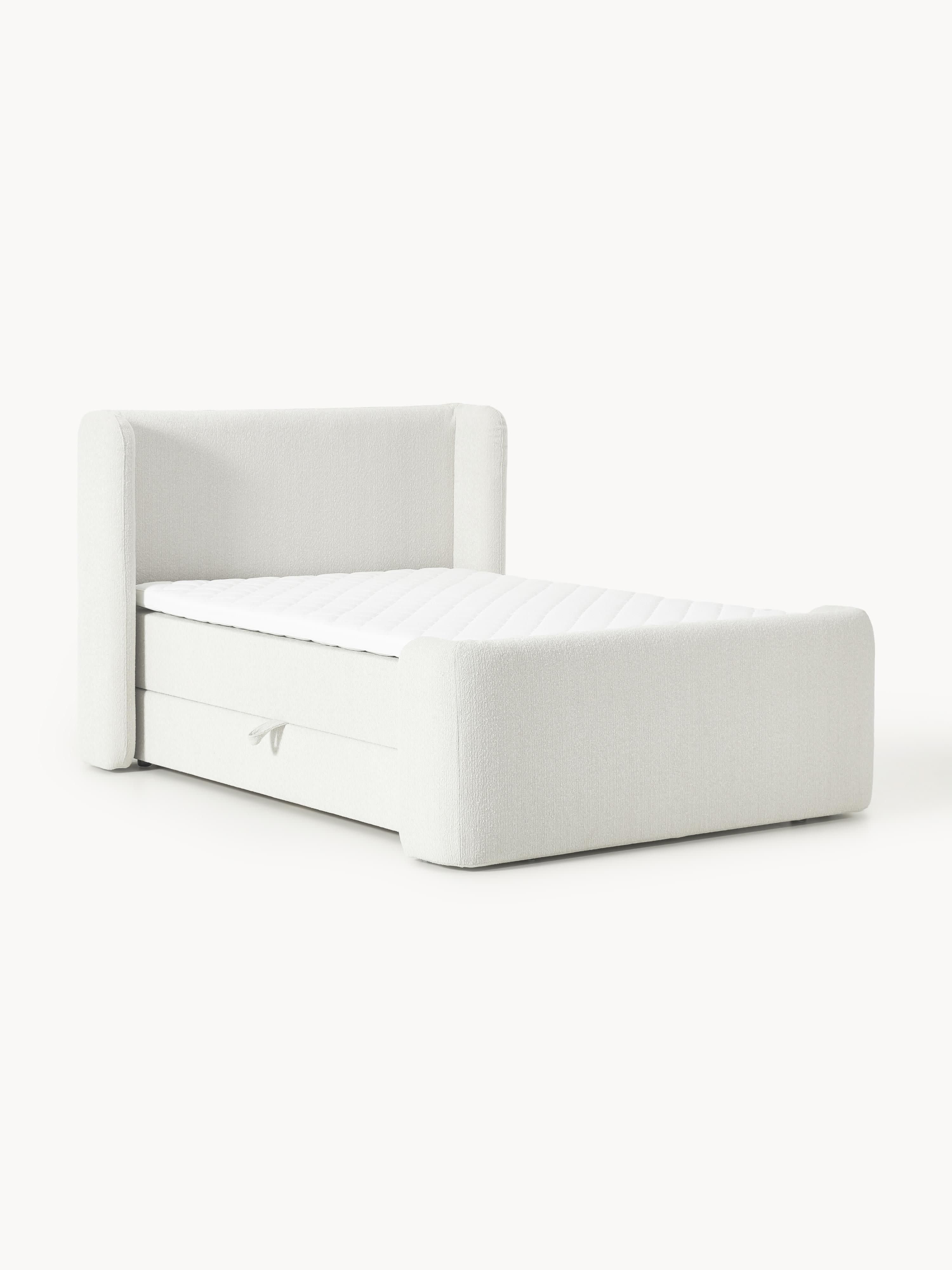 Bouclé-Boxspringbett Perla mit Stauraum