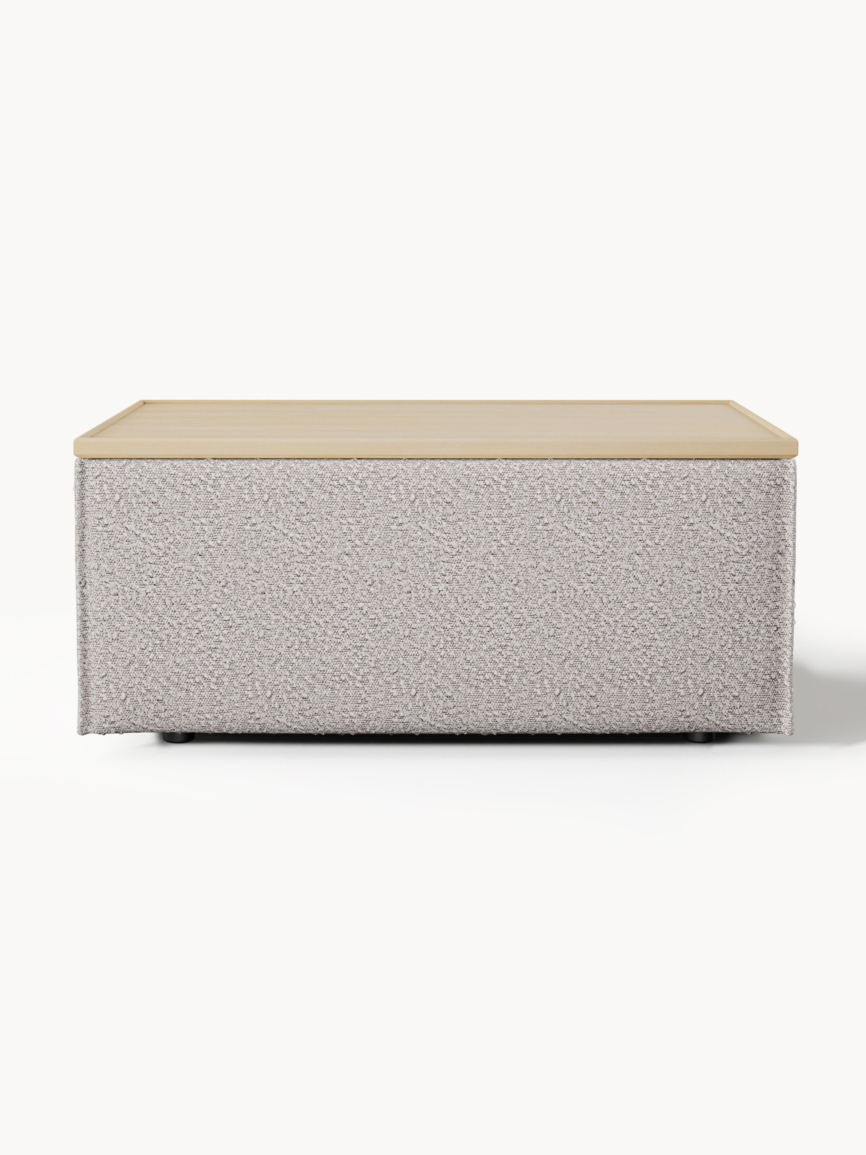 Sofa-Hocker Lennon aus Bouclé mit Stauraum