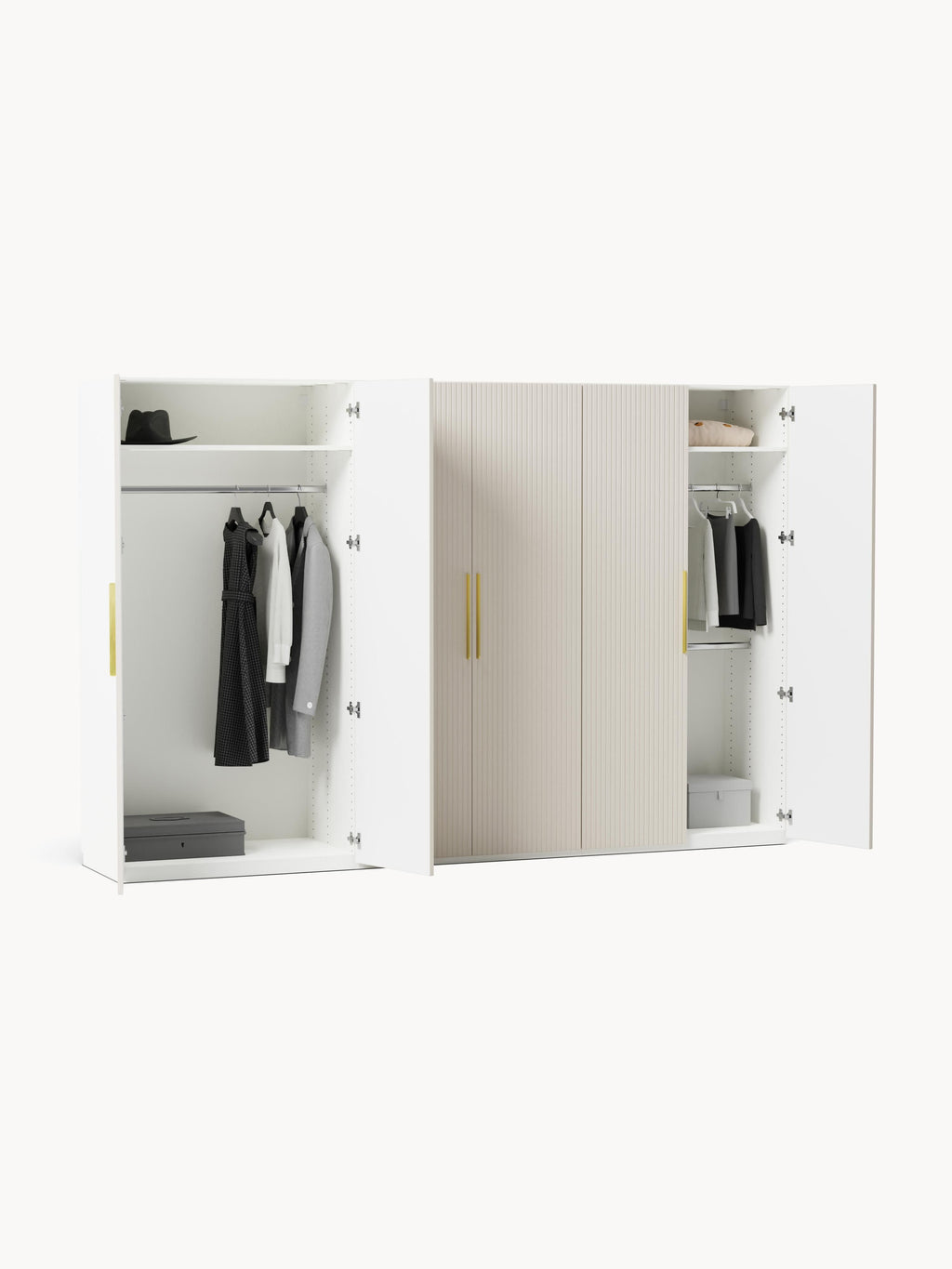 Modularer Drehtürenschrank Simone, 300 cm Breite, in verschiedenen Größen