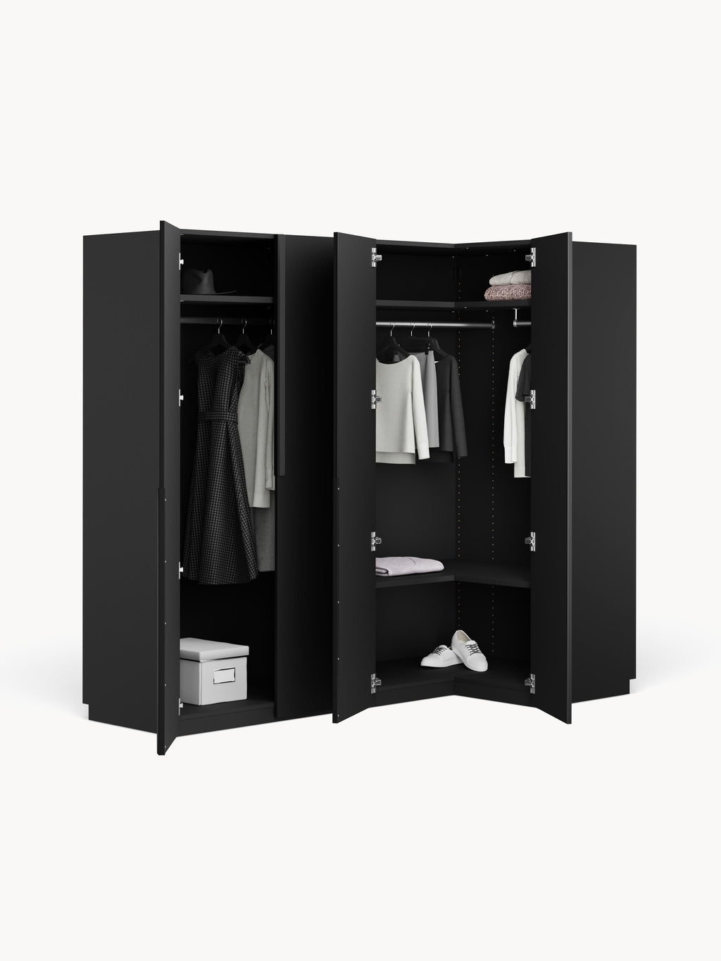 Modularer Eck-Kleiderschrank Leon, 215 cm Breite, in verschiedenen Größen