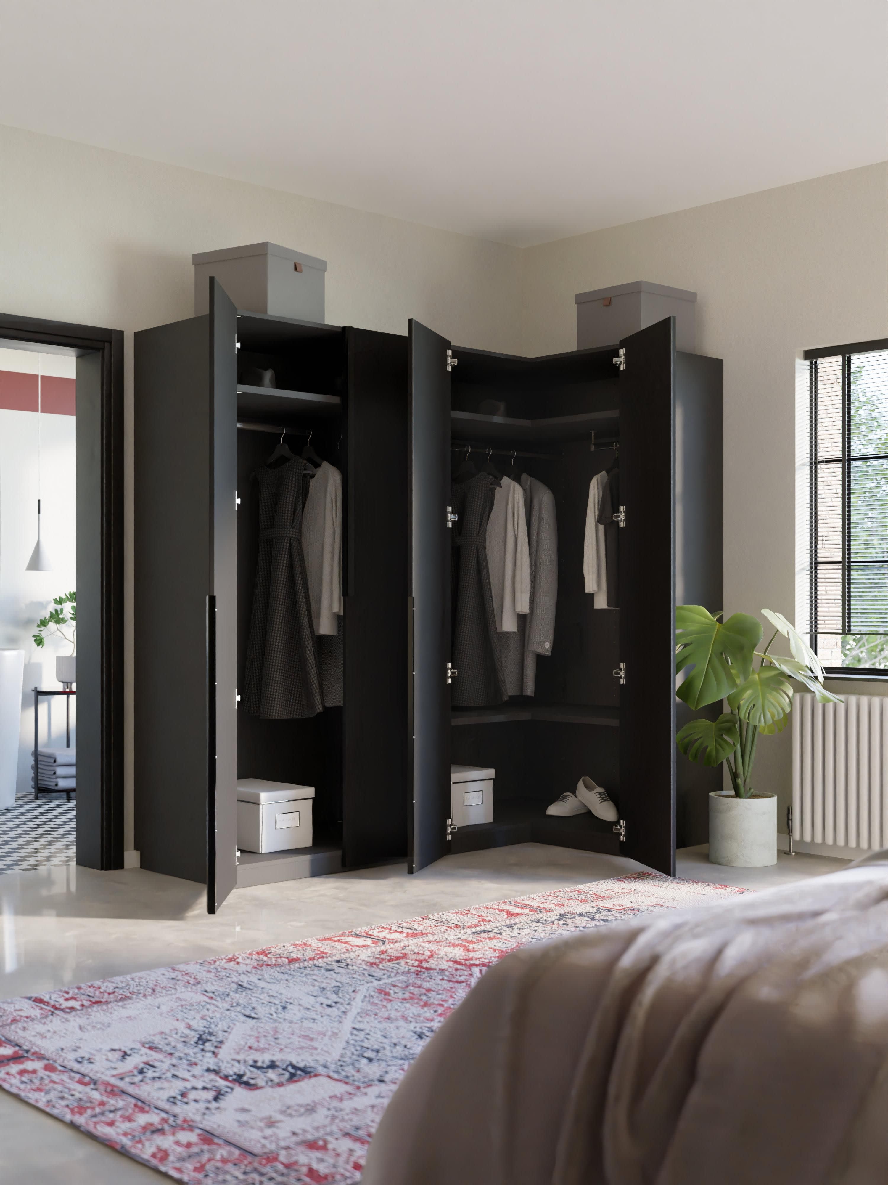 Modularer Eck-Kleiderschrank Leon, 215 cm Breite, in verschiedenen Größen