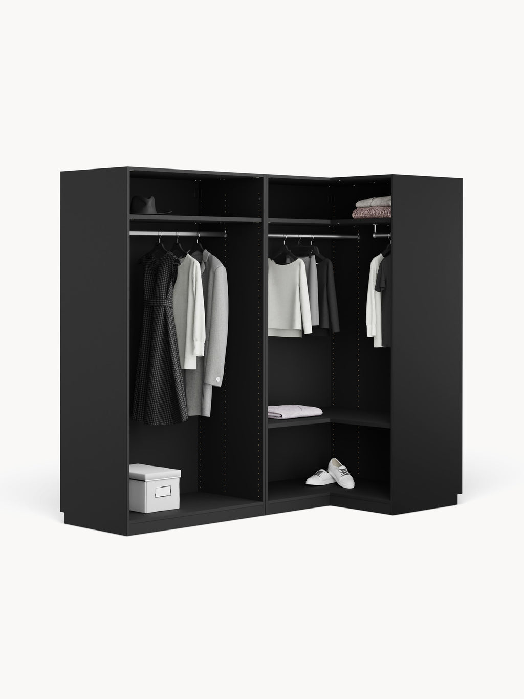 Modularer Eck-Kleiderschrank Leon, 215 cm Breite, in verschiedenen Größen