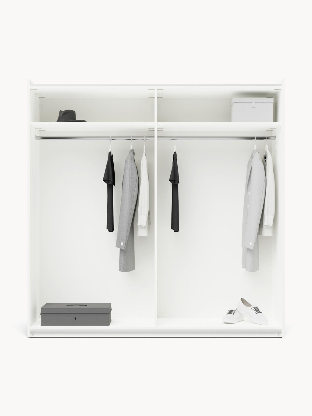 Modularer Schwebetürenschrank Charlotte, 200 cm Breite, mehrere Varianten