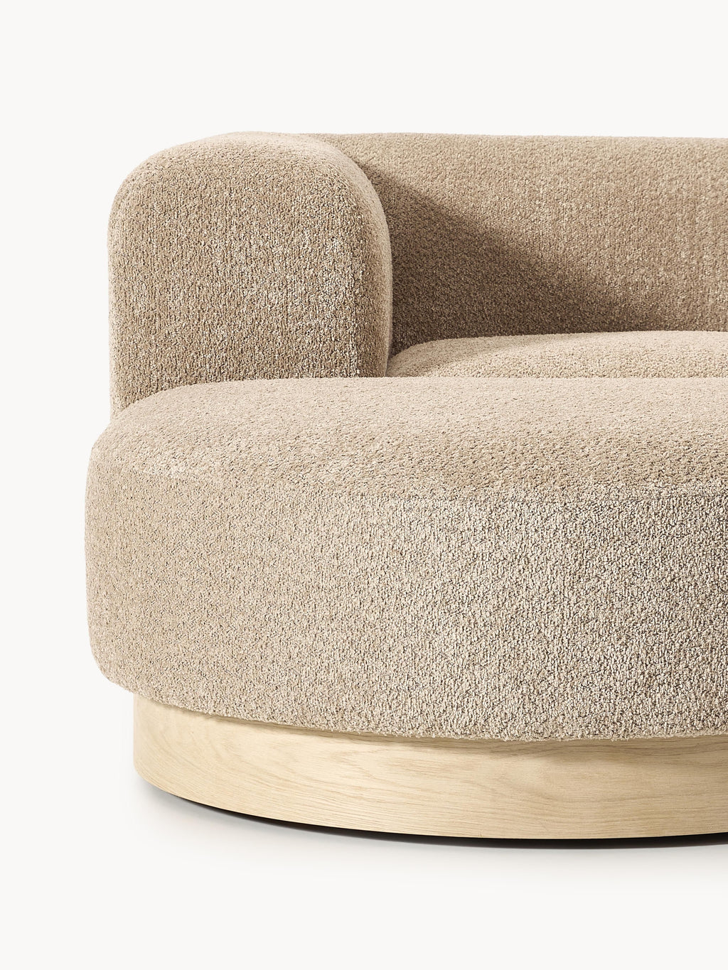 Modulares Sofa Natalie (3-Sitzer) aus Teddy-Bouclé mit Hocker (links/rechts)