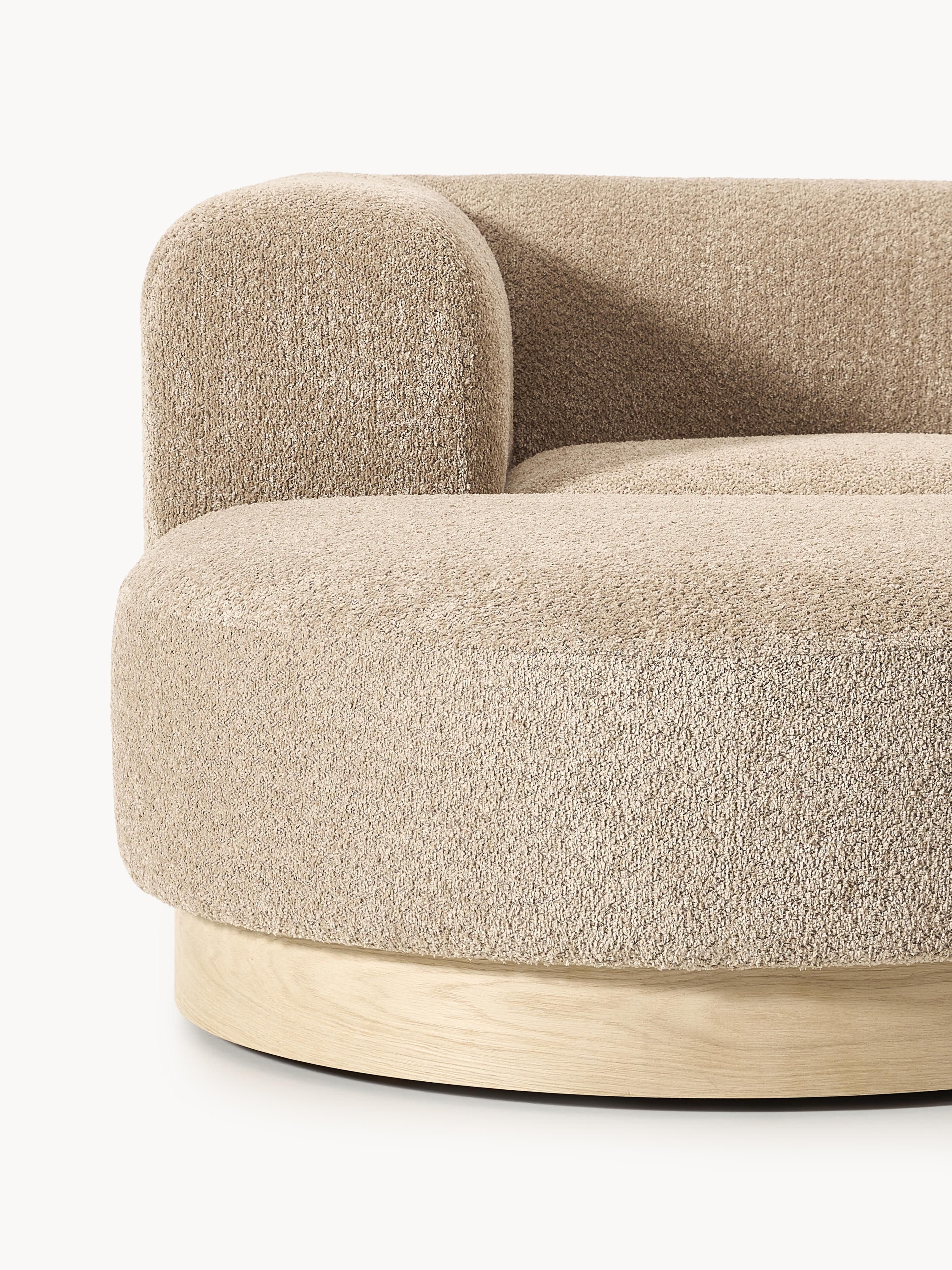 Modulares Sofa Natalie (3-Sitzer) aus Teddy-Bouclé mit Hocker (links/rechts)