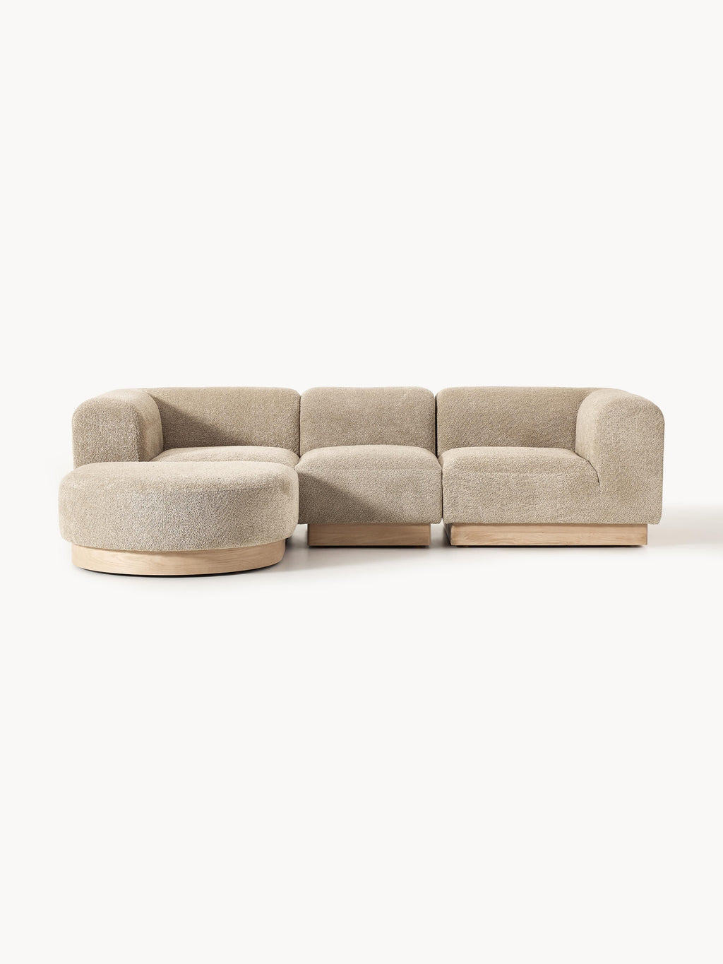 Galeriebild 1 - Modulares Sofa Natalie (3-Sitzer) aus Teddy-Bouclé mit Hocker (links/rechts)