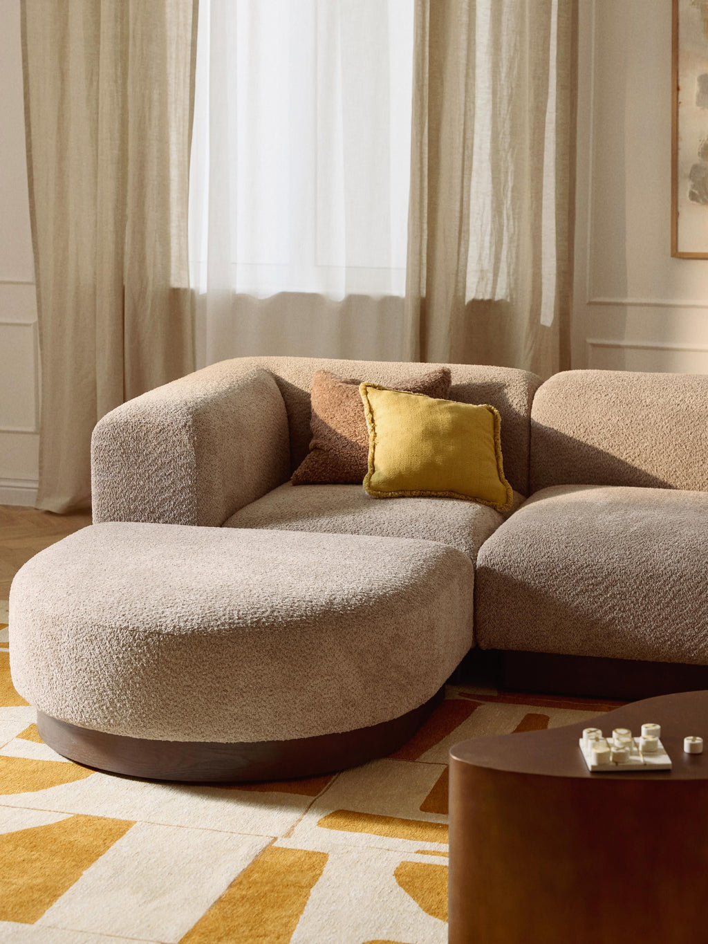 Sofa-Hocker Natalie aus Teddy-Bouclé