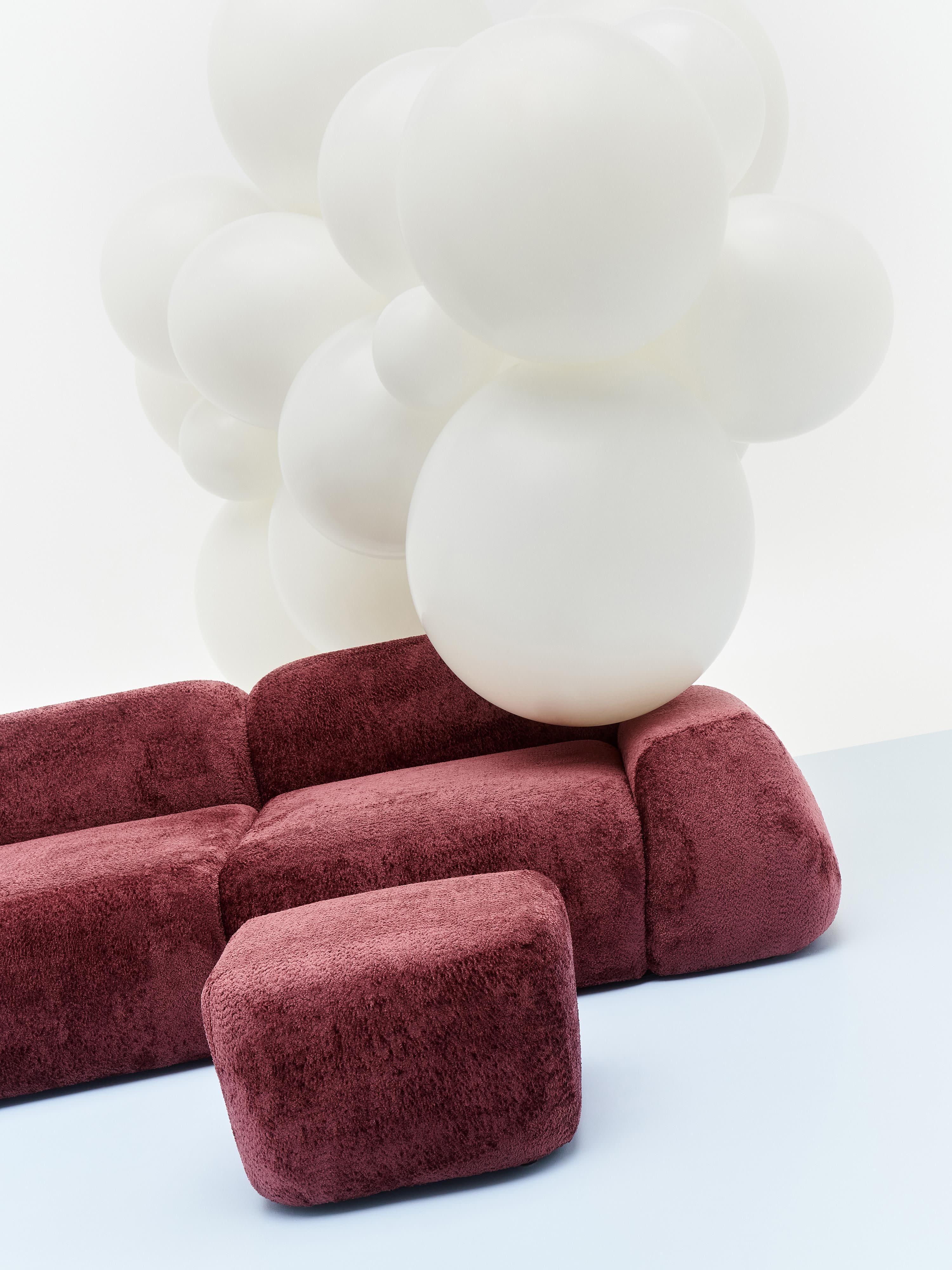 Sofa-Hocker Wolke aus Teddy-Bouclé