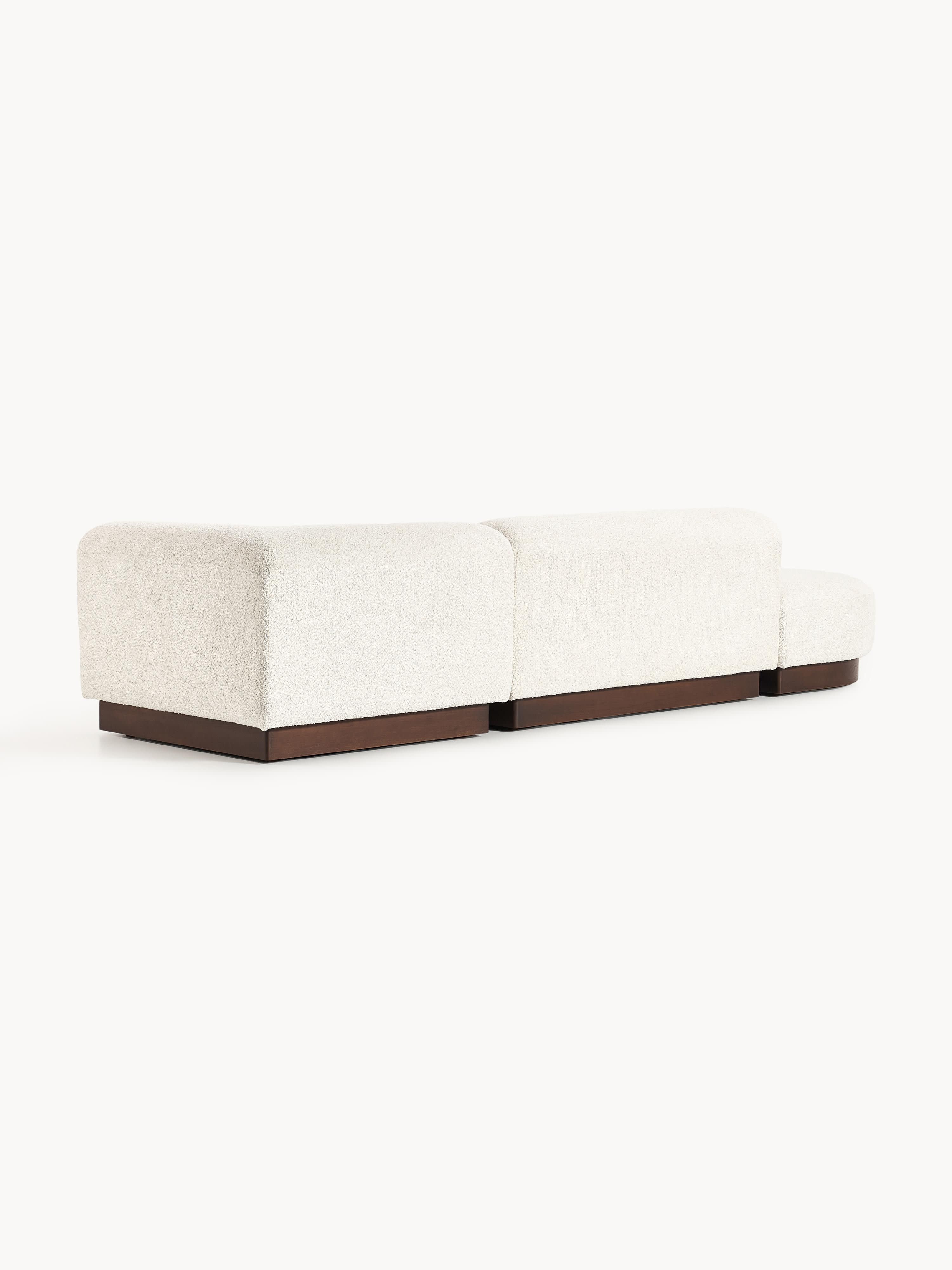 Modulare Ottomane Natalie aus Teddy-Bouclé mit Hocker (links/rechts)