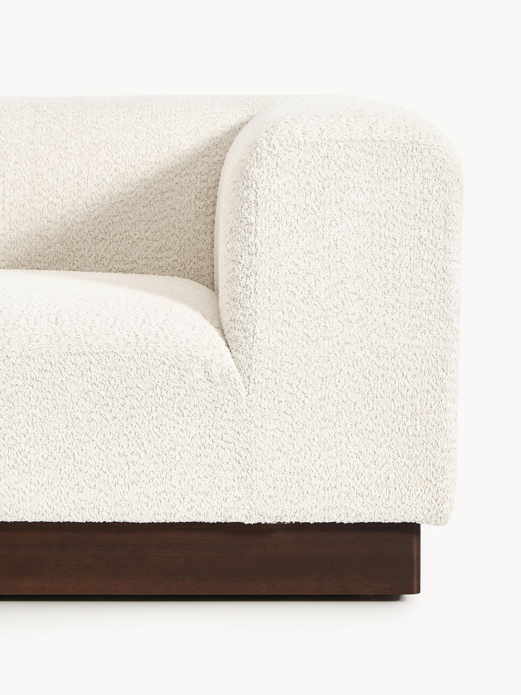 Modulare Ottomane Natalie aus Teddy-Bouclé mit Hocker (links/rechts)