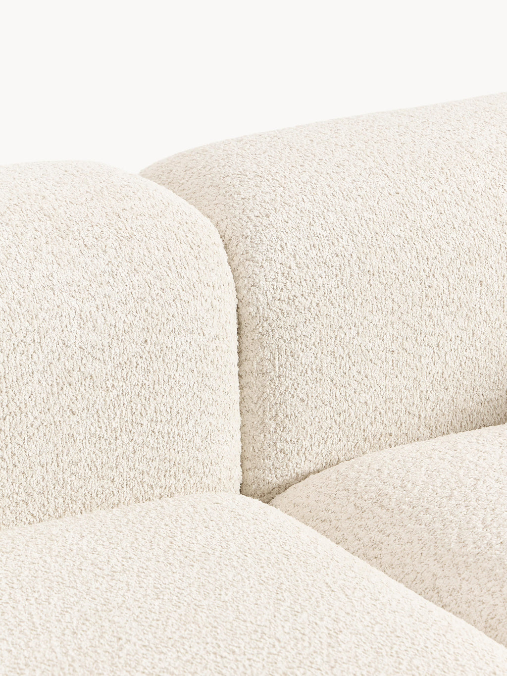 Modulare Ottomane Natalie aus Teddy-Bouclé mit Hocker (links/rechts)