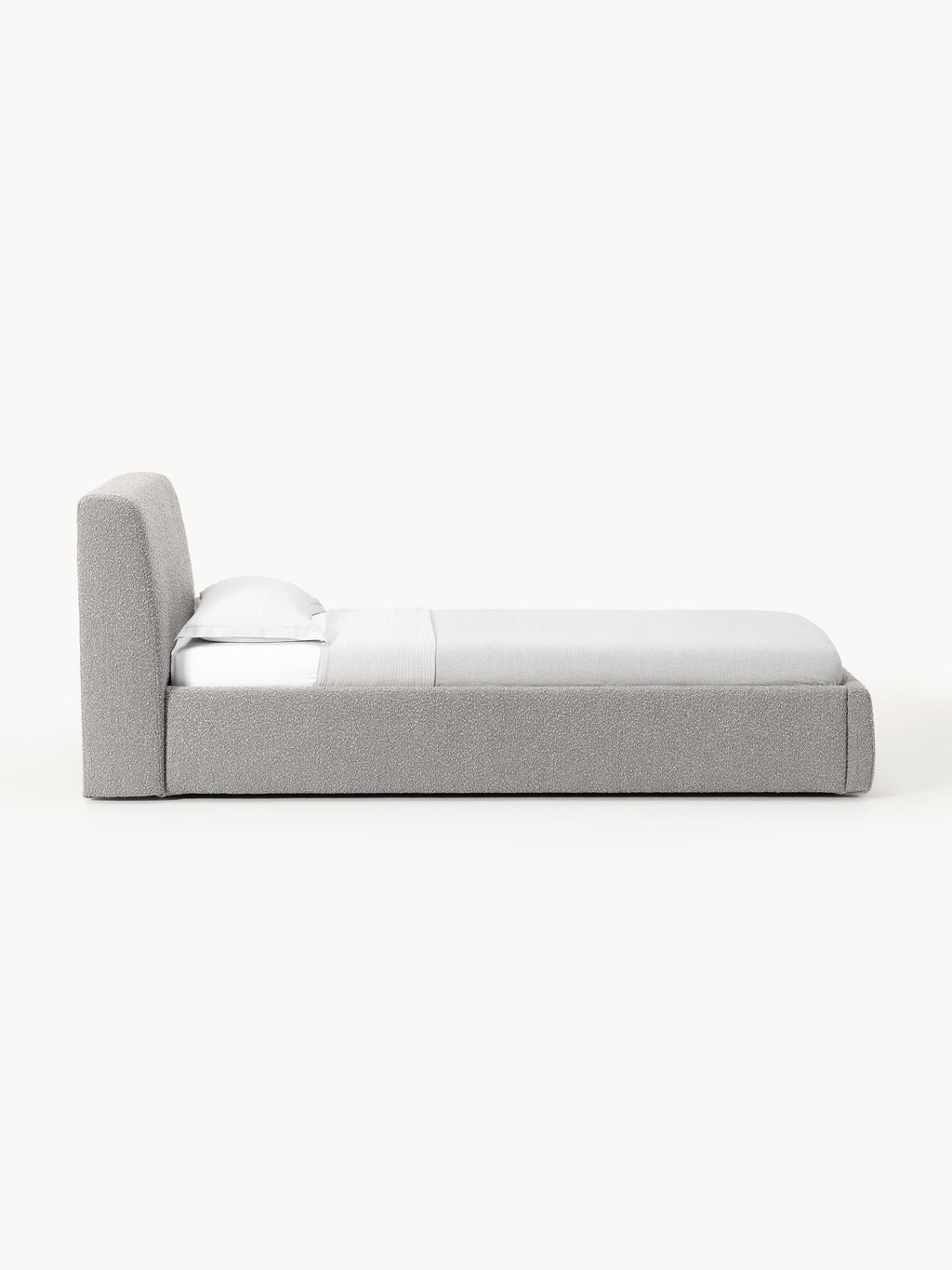 Bouclé-Einzelbett Cloud mit Stauraum
