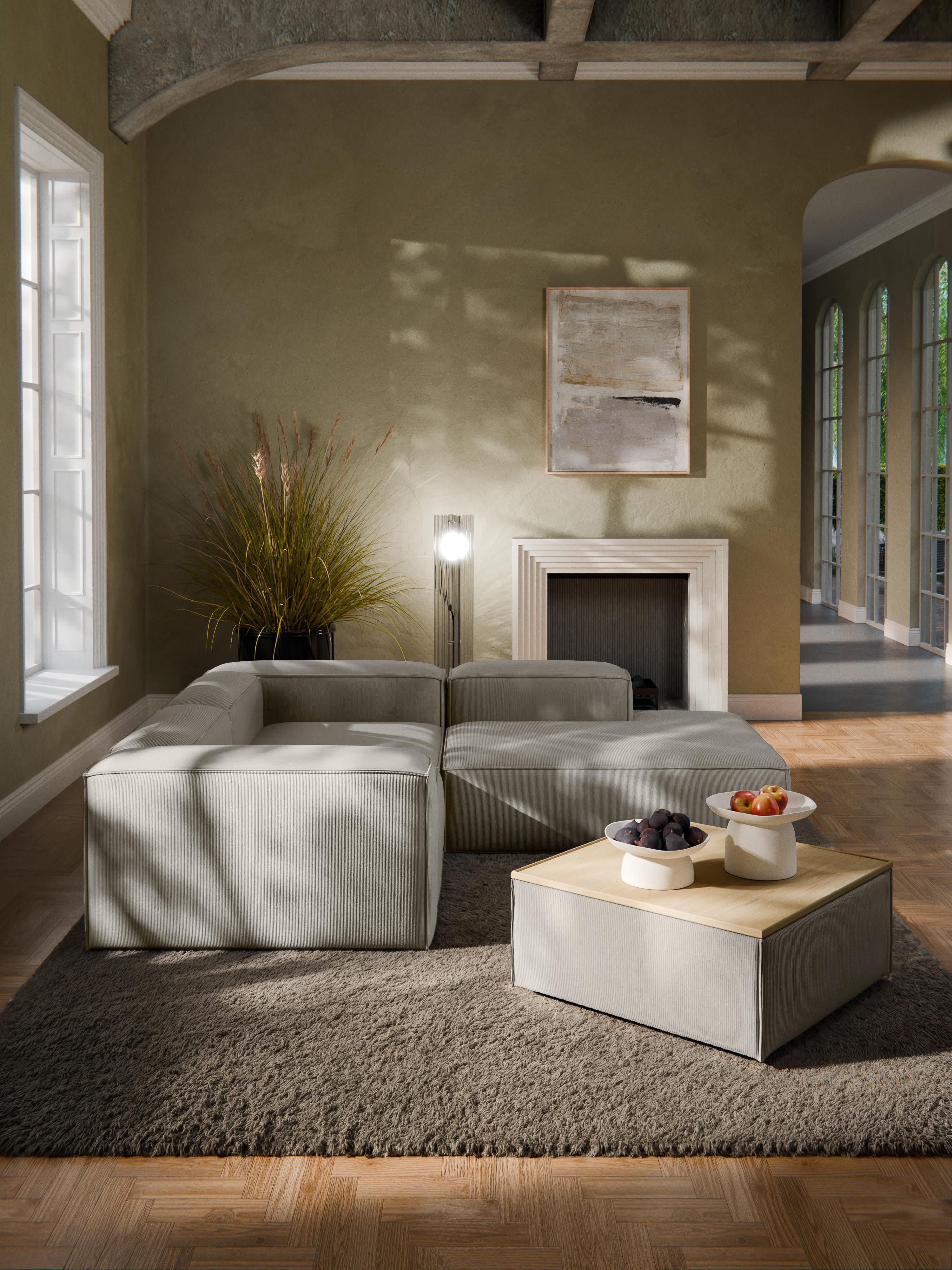 Sofa-Hocker Lennon aus Cord mit Stauraum