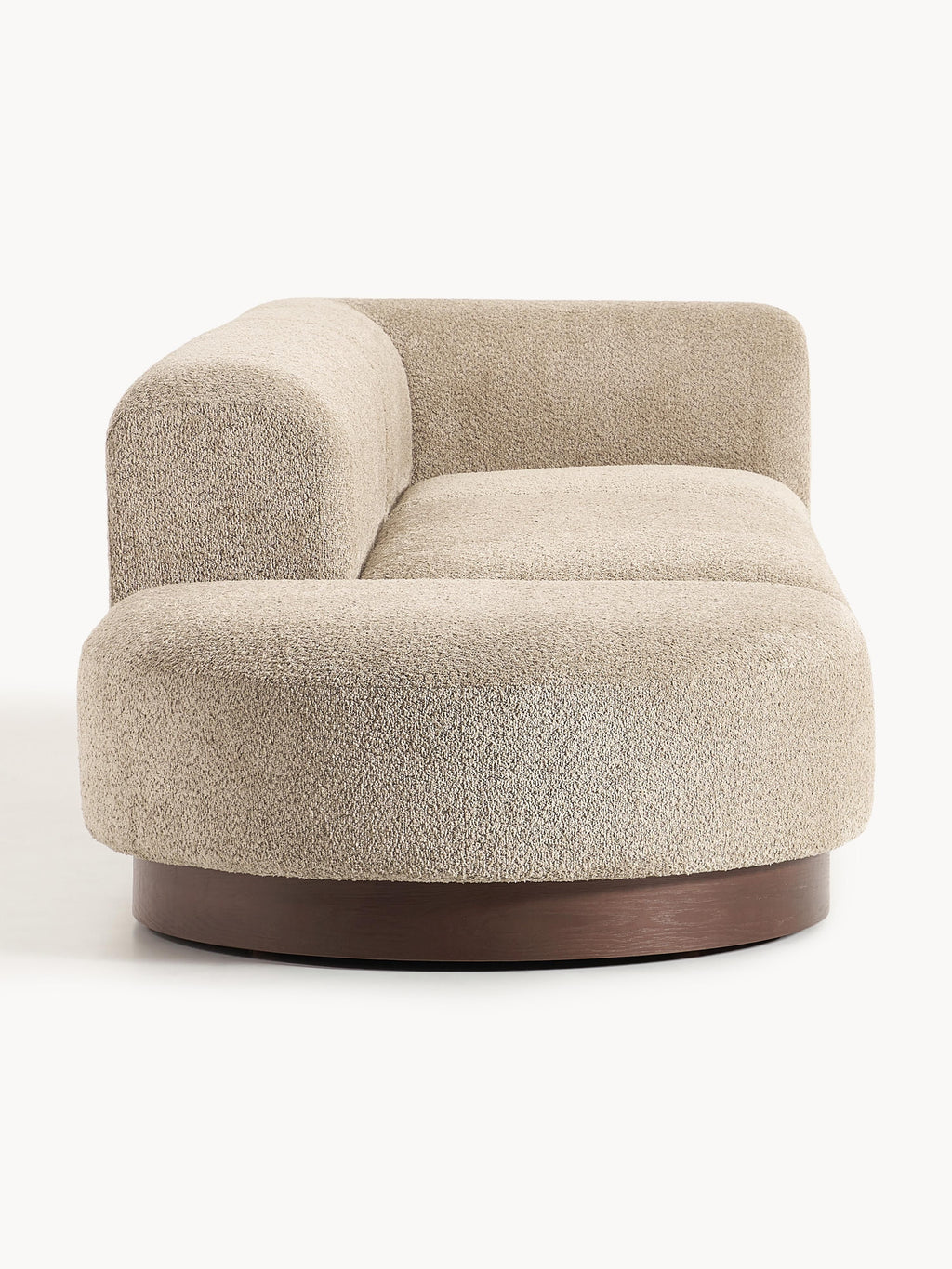 Modulare Ottomane Natalie aus Teddy-Bouclé mit Hocker (links/rechts)