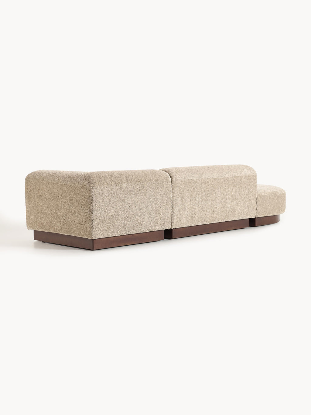 Modulare Ottomane Natalie aus Teddy-Bouclé mit Hocker (links/rechts)