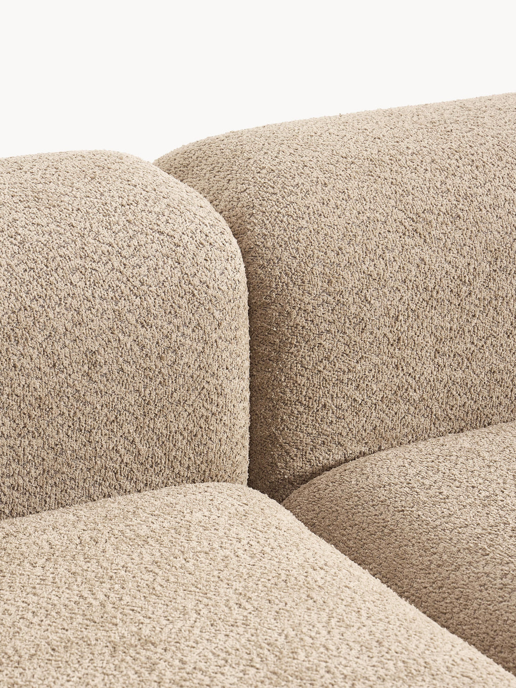 Modulare Ottomane Natalie aus Teddy-Bouclé mit Hocker (links/rechts)