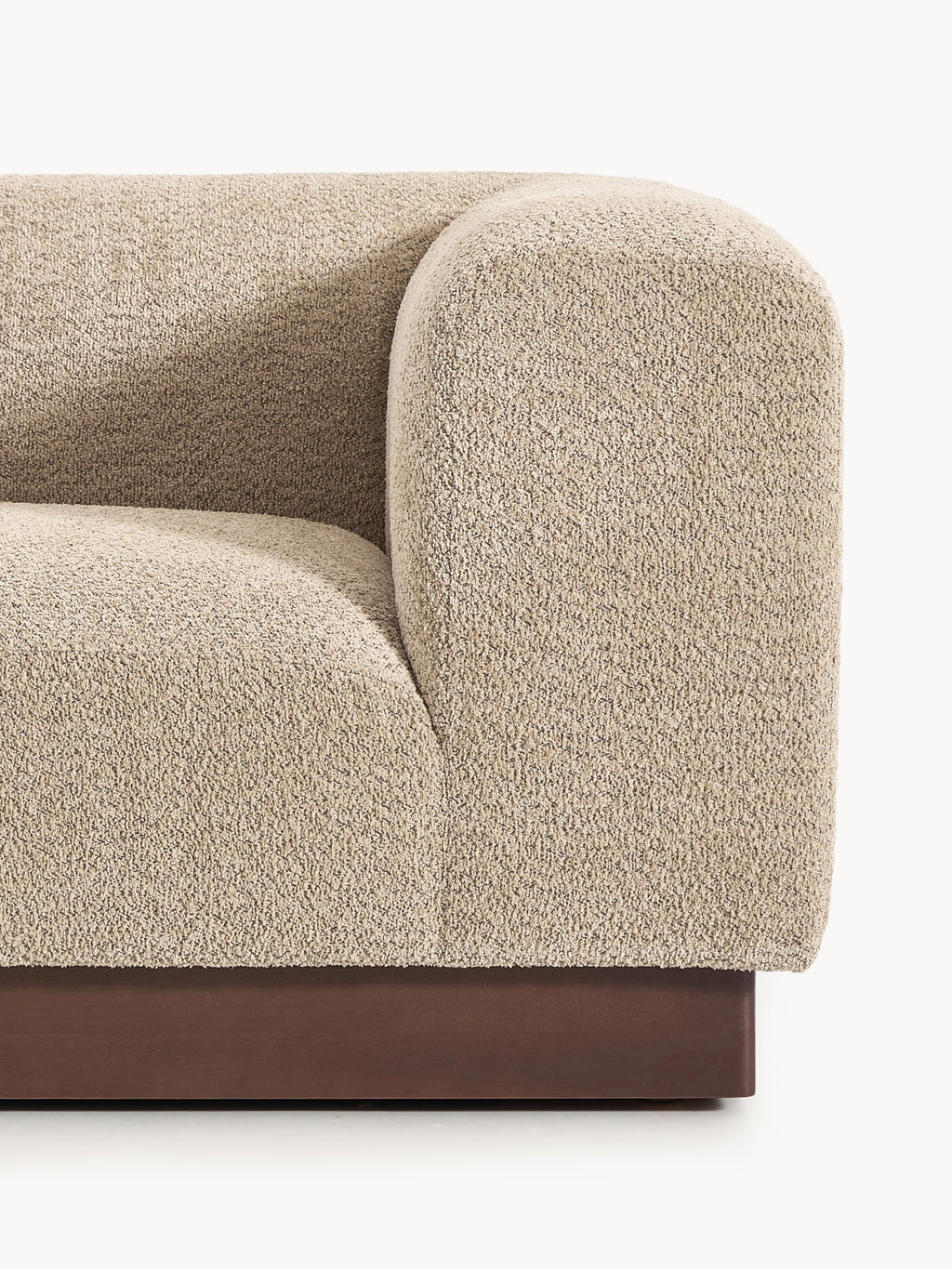 Modulare Ottomane Natalie aus Teddy-Bouclé mit Hocker (links/rechts)