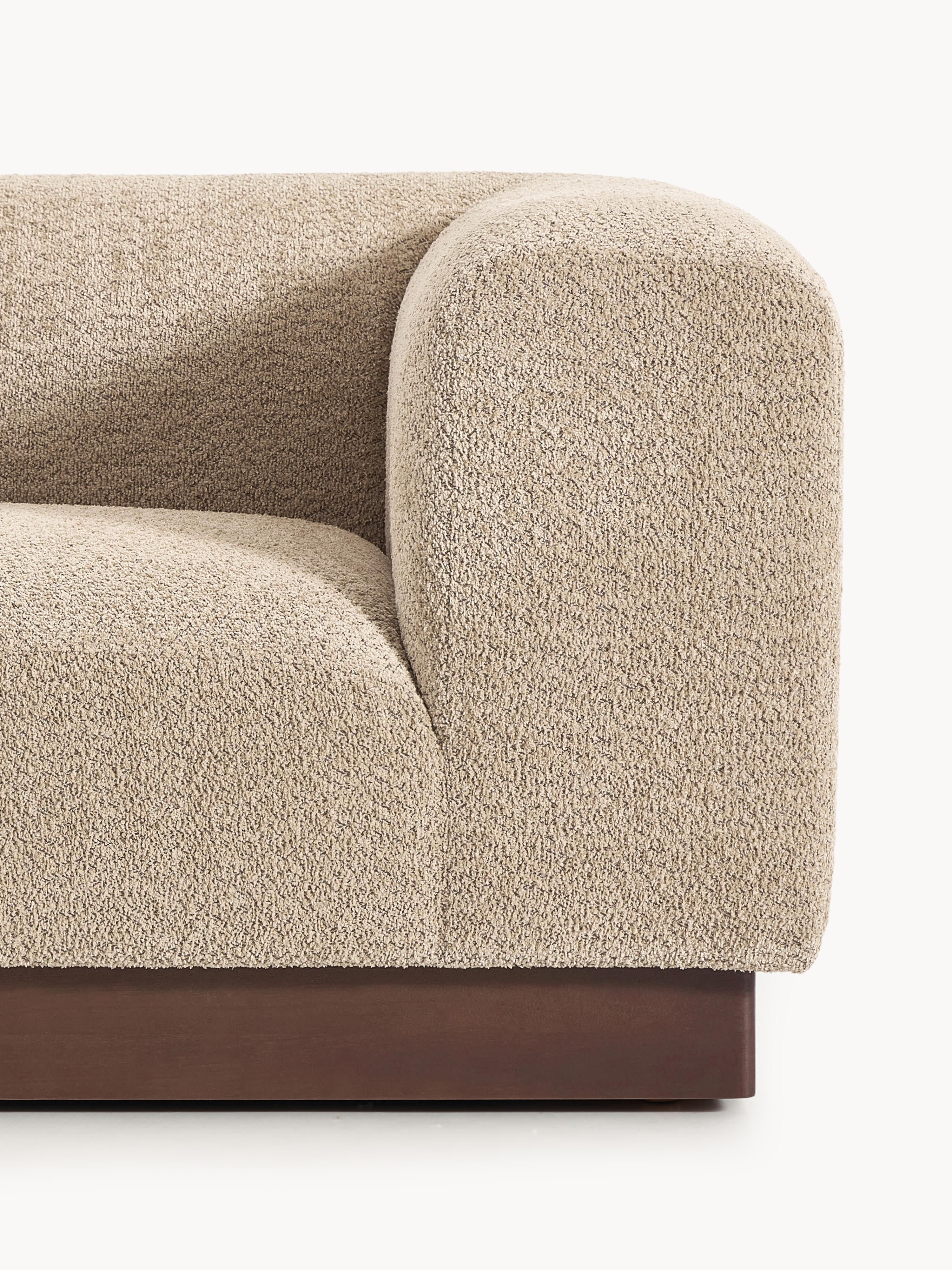 Modulare Ottomane Natalie aus Teddy-Bouclé mit Hocker (links/rechts)