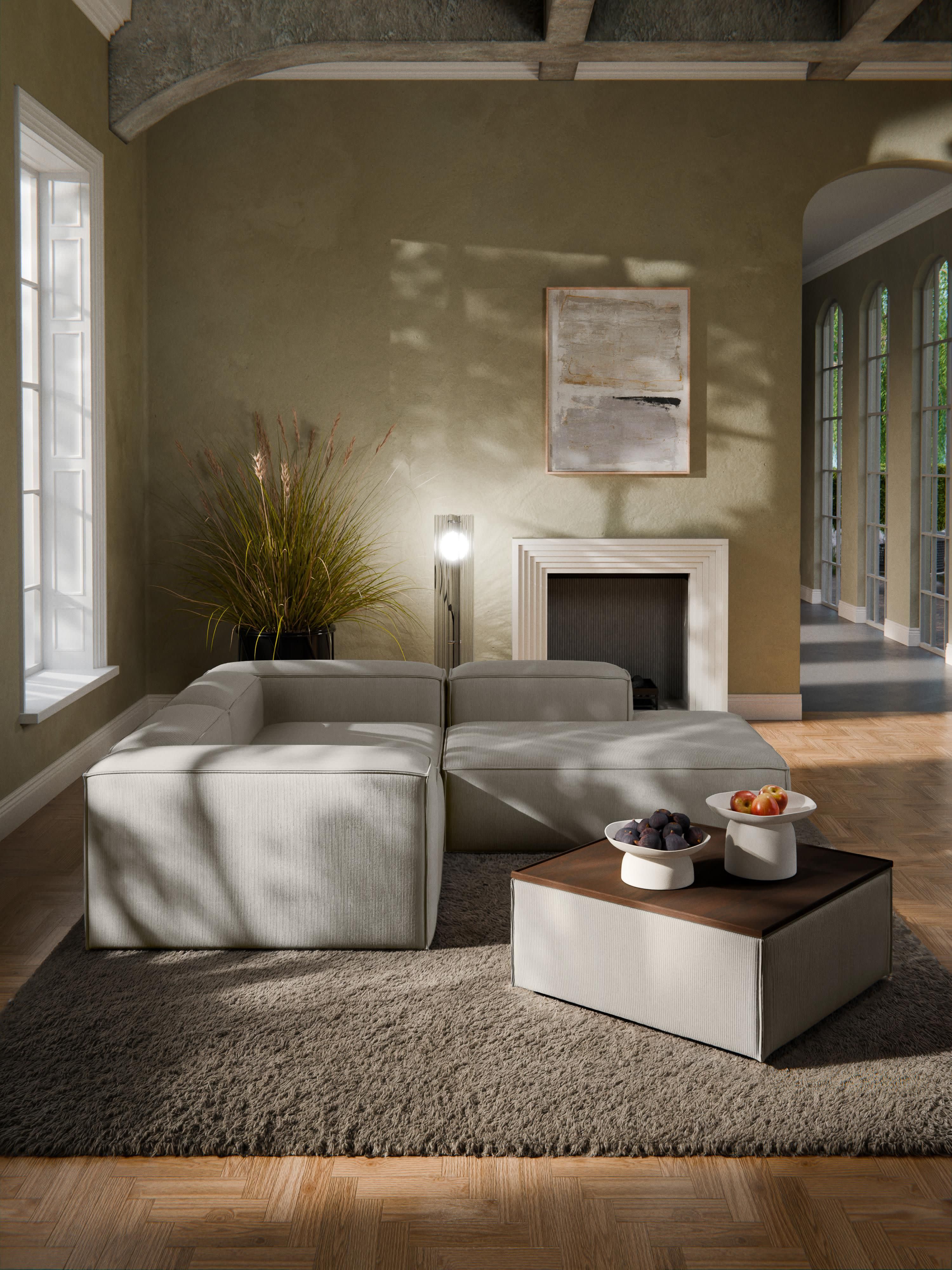 Sofa-Hocker Lennon aus Cord mit Stauraum